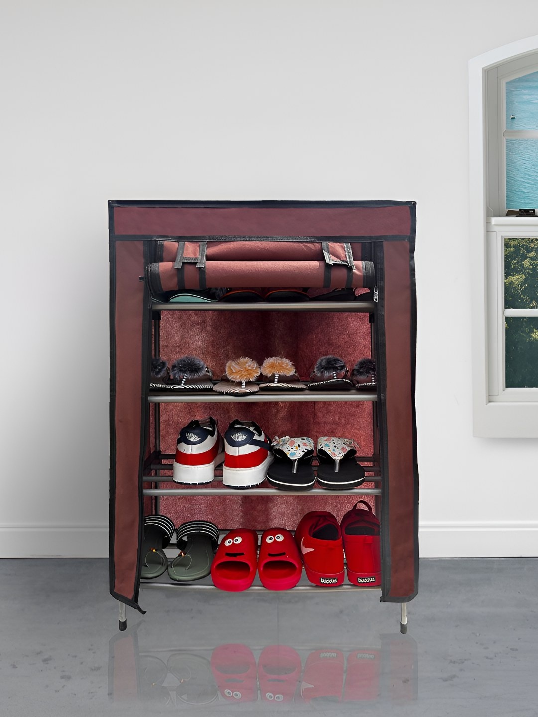 

Urban Choice Brown Metal 4-Tier Rectangle Shoe Rack
