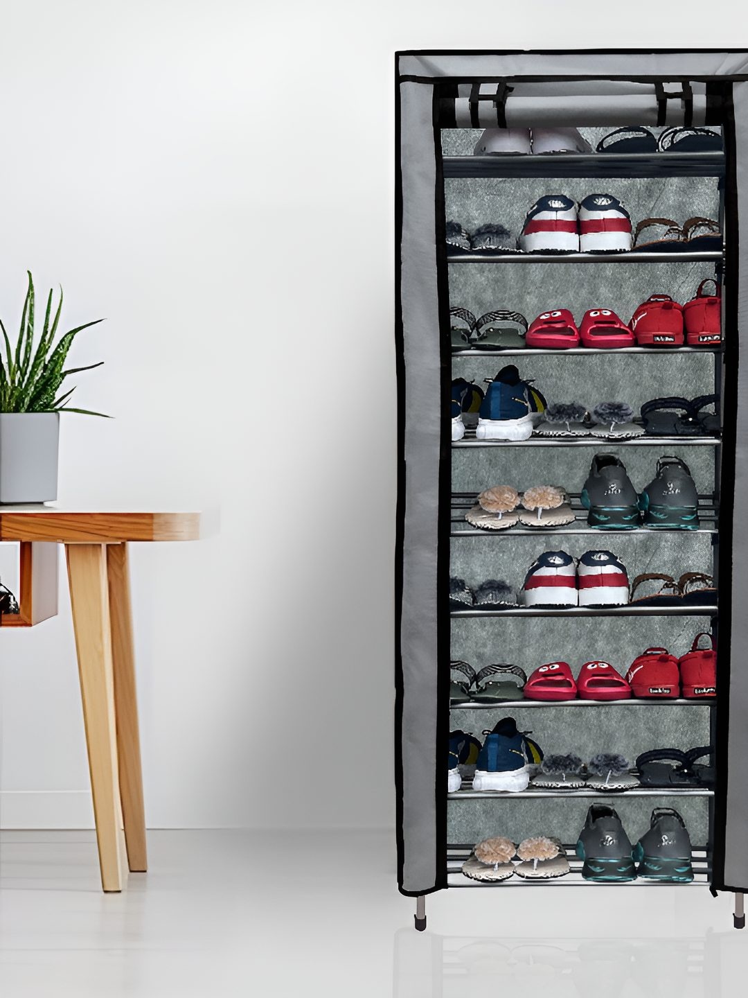 

Urban Choice Grey and Black Textured 9-Tier Shoe Racks