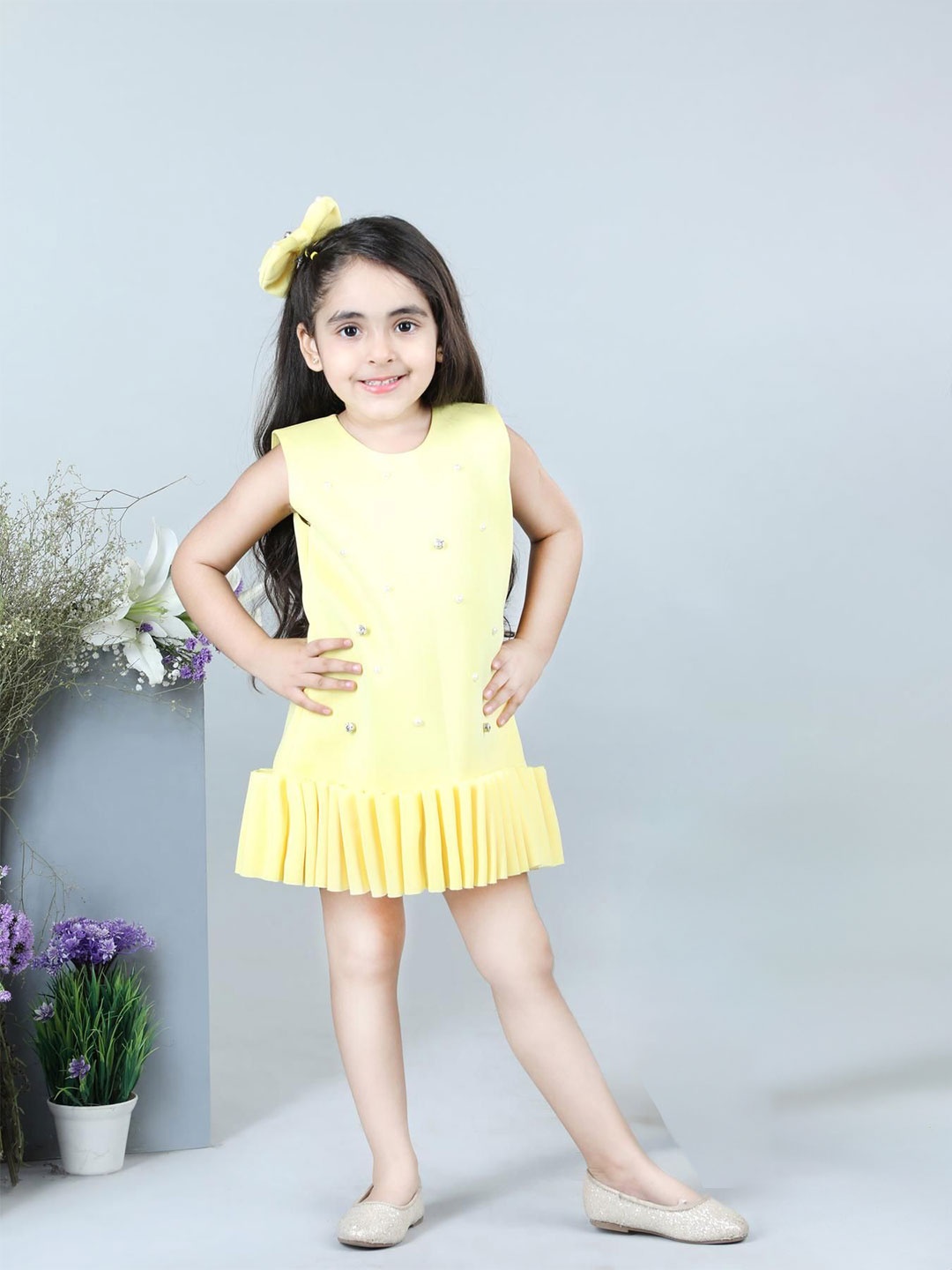 

THE LITTLE CELEBS Drop-Waist Dress, Yellow