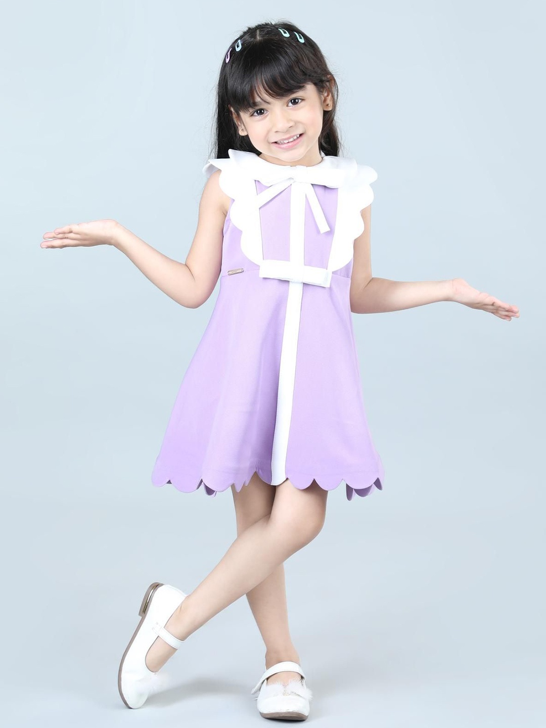 

THE LITTLE CELEBS Crepe A-Line Dress, Purple