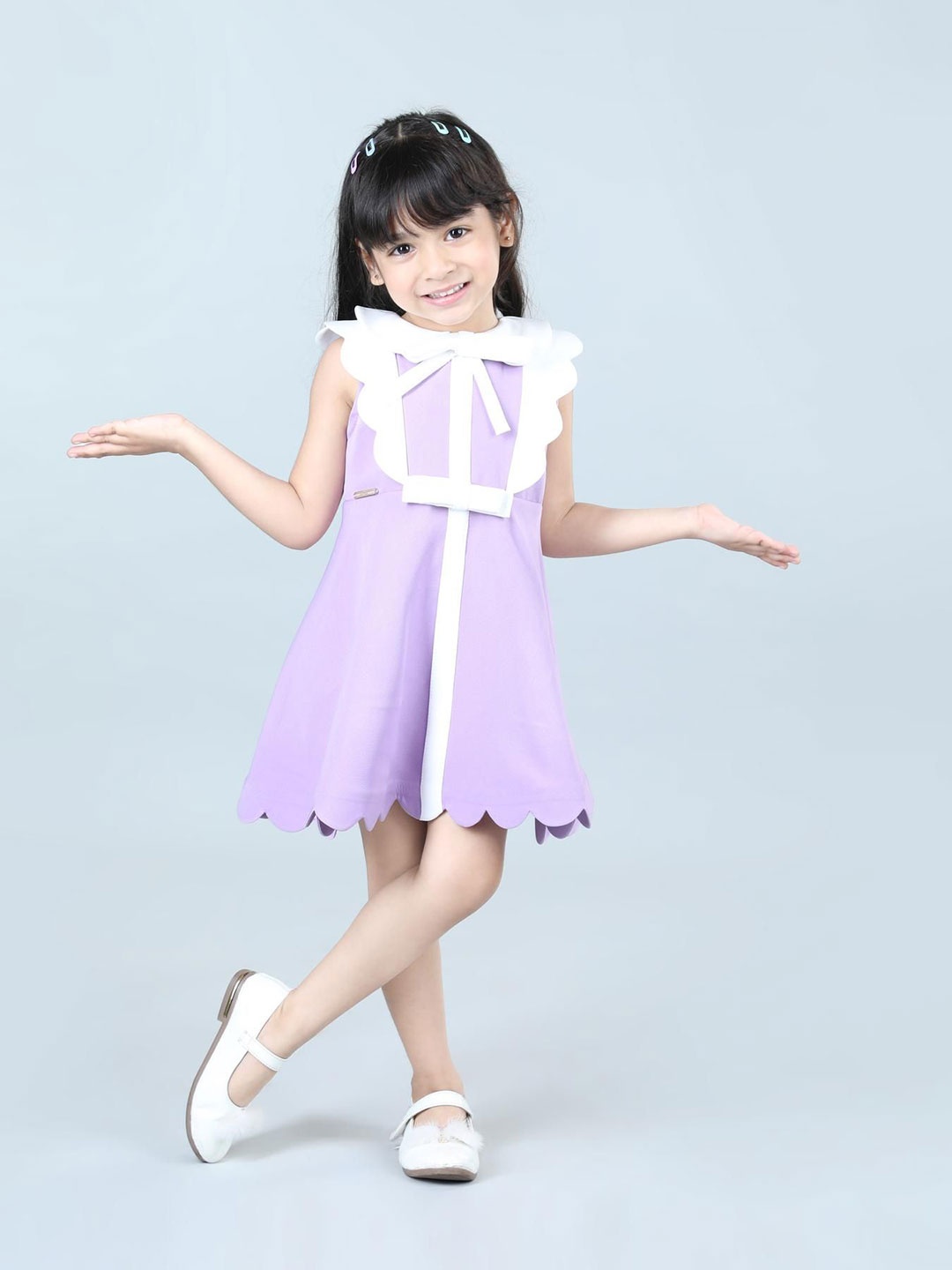 

THE LITTLE CELEBS Crepe A-Line Dress, Purple