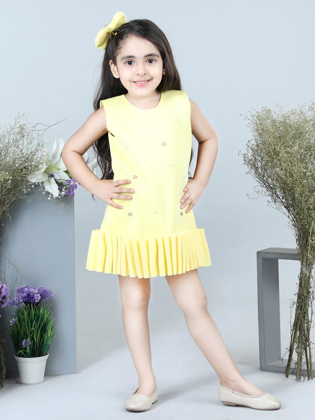 

THE LITTLE CELEBS Drop-Waist Dress, Yellow