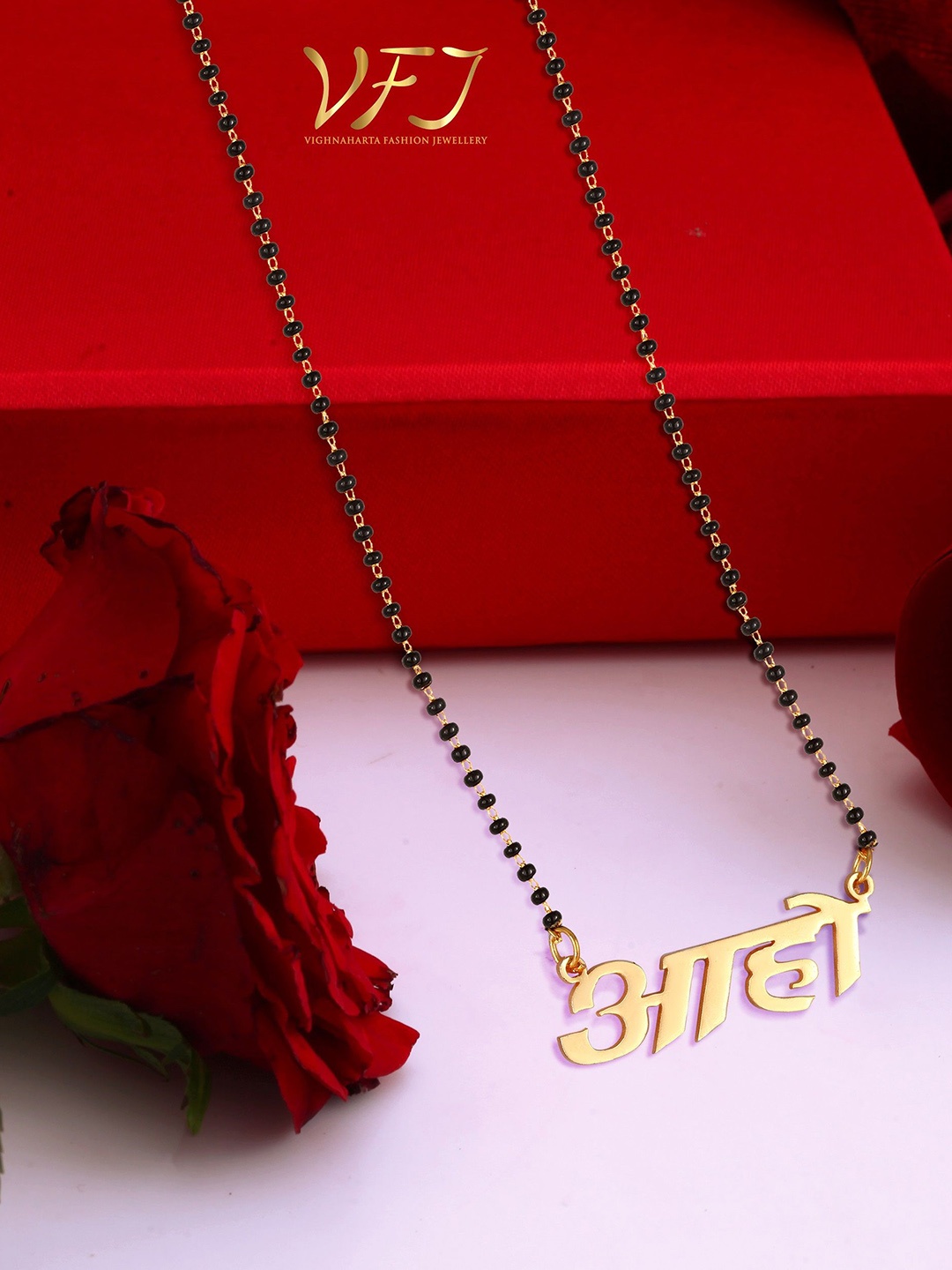 

Vighnaharta Gold-Plated Beaded Aho Mangalsutra