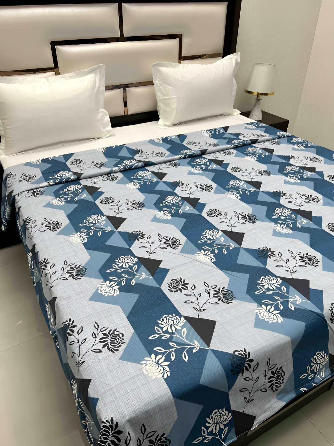 

Pure Decor Cotton Double Bed King Size Winter Duvet Cover for Comforter Quilt & Rajai, Blue