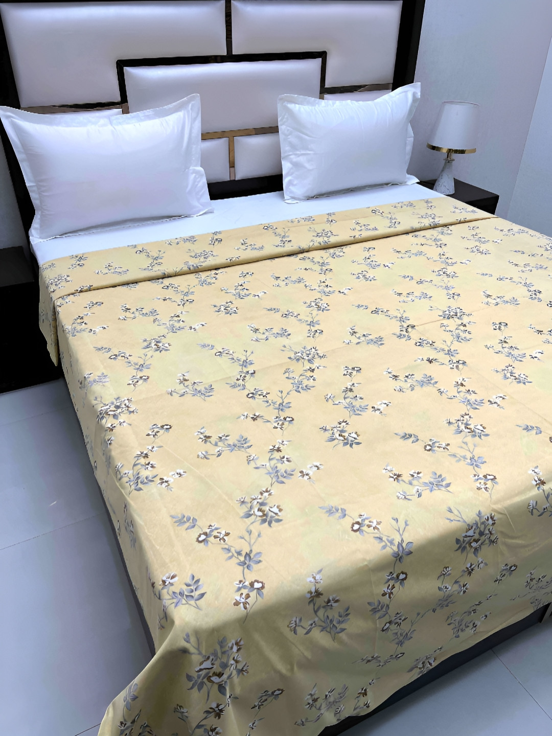 

Pure Decor Cotton Double Bed King Size winter Duvet Cover for Comforter Quilt & Rajai, Yellow