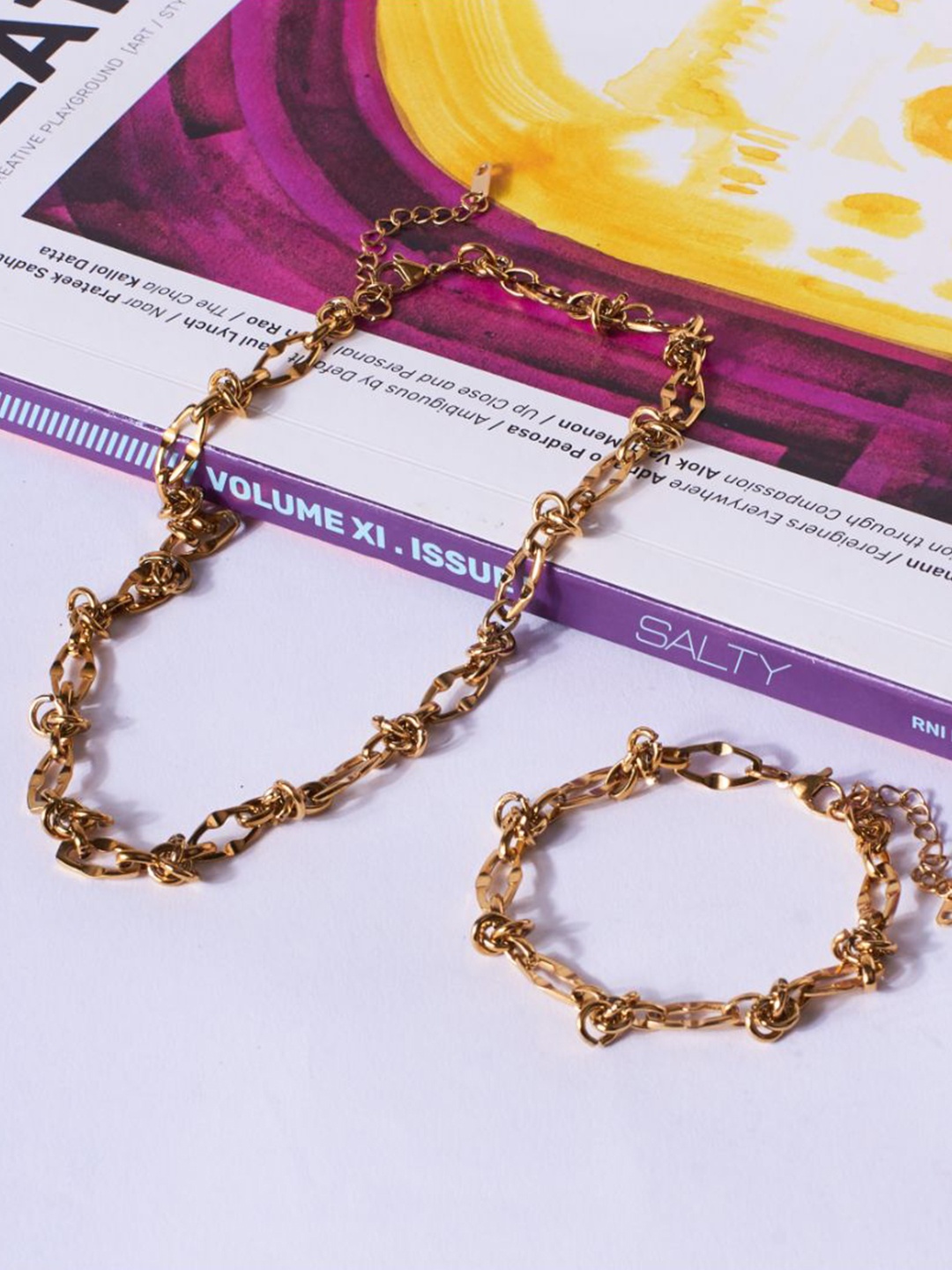 

SALTY Twisted Stainless Steel Jewellery Set, Gold