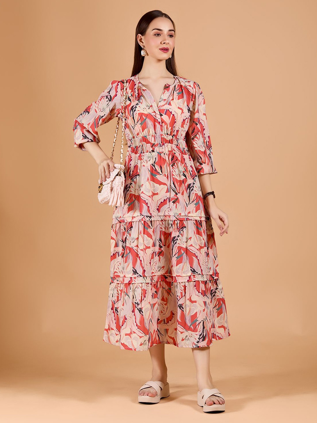 

Amarasha Floral Print Fit & Flare Midi Dress, Red