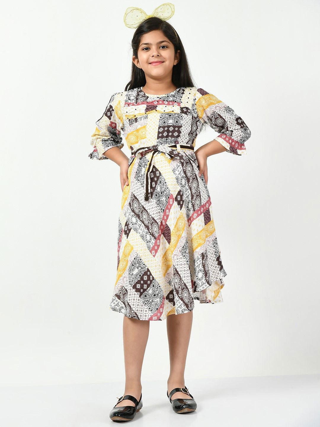 

Bella Moda Print A-Line Dress, White