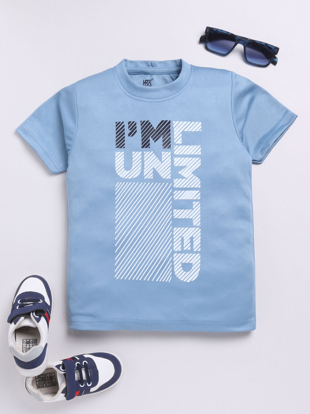 

HRX by Hrithik Roshan Boys Typography Printed Rapid-Dry T-shirt, Blue