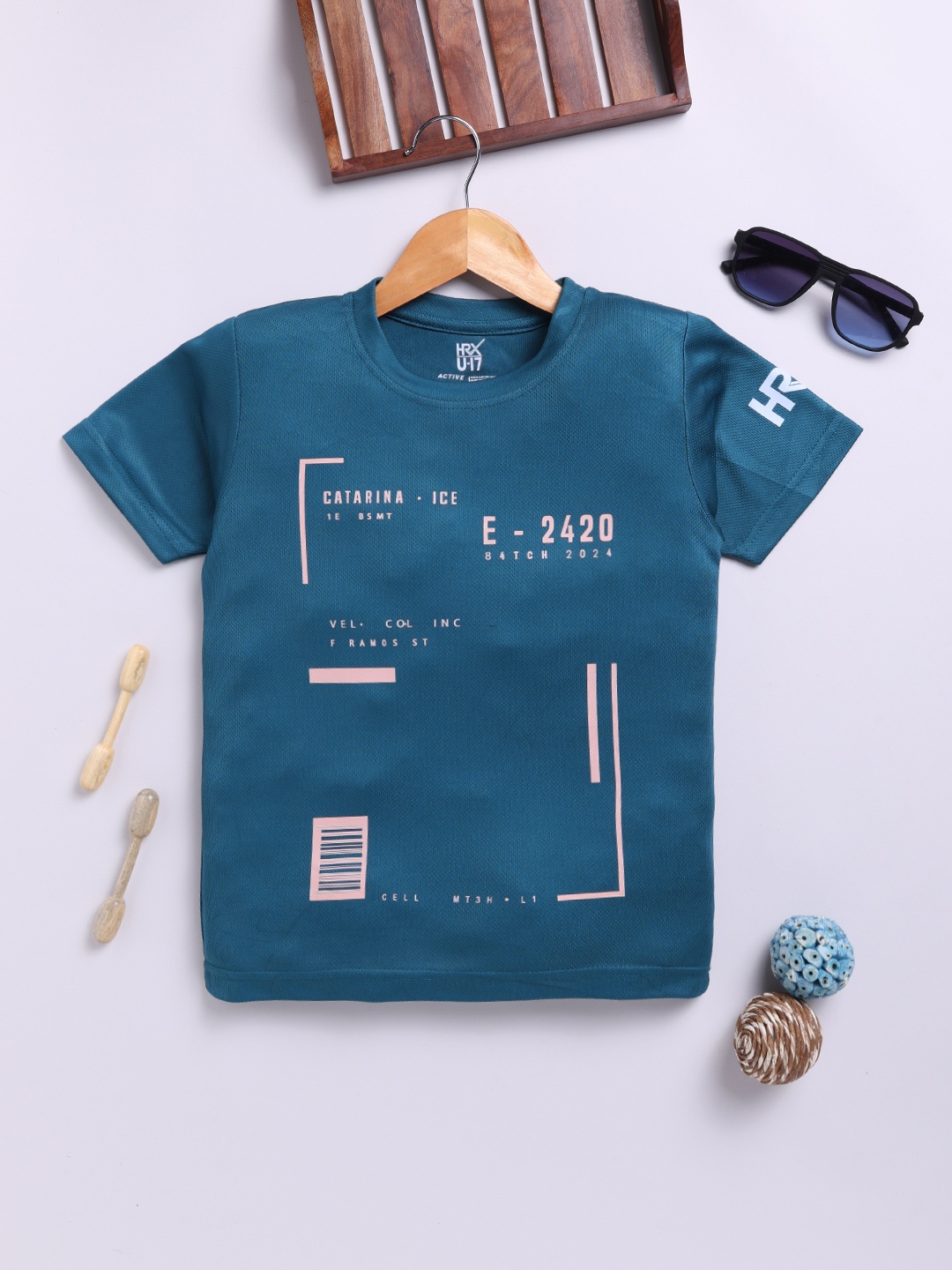 

HRX by Hrithik Roshan Boys Printed T-shirt with Rapid-Dry Technology, Teal