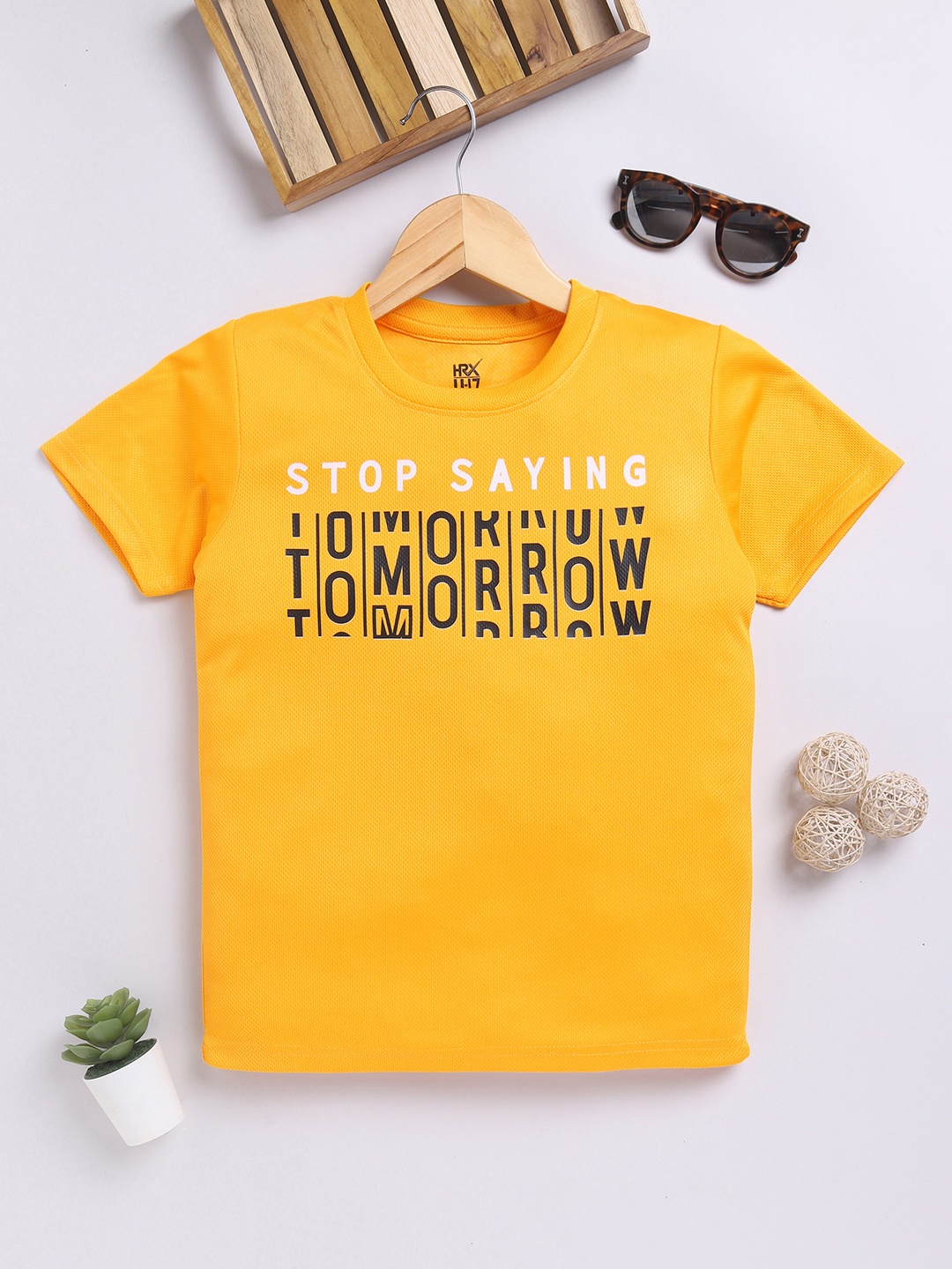 

HRX by Hrithik Roshan Boys Typography Printed T-shirt, Yellow