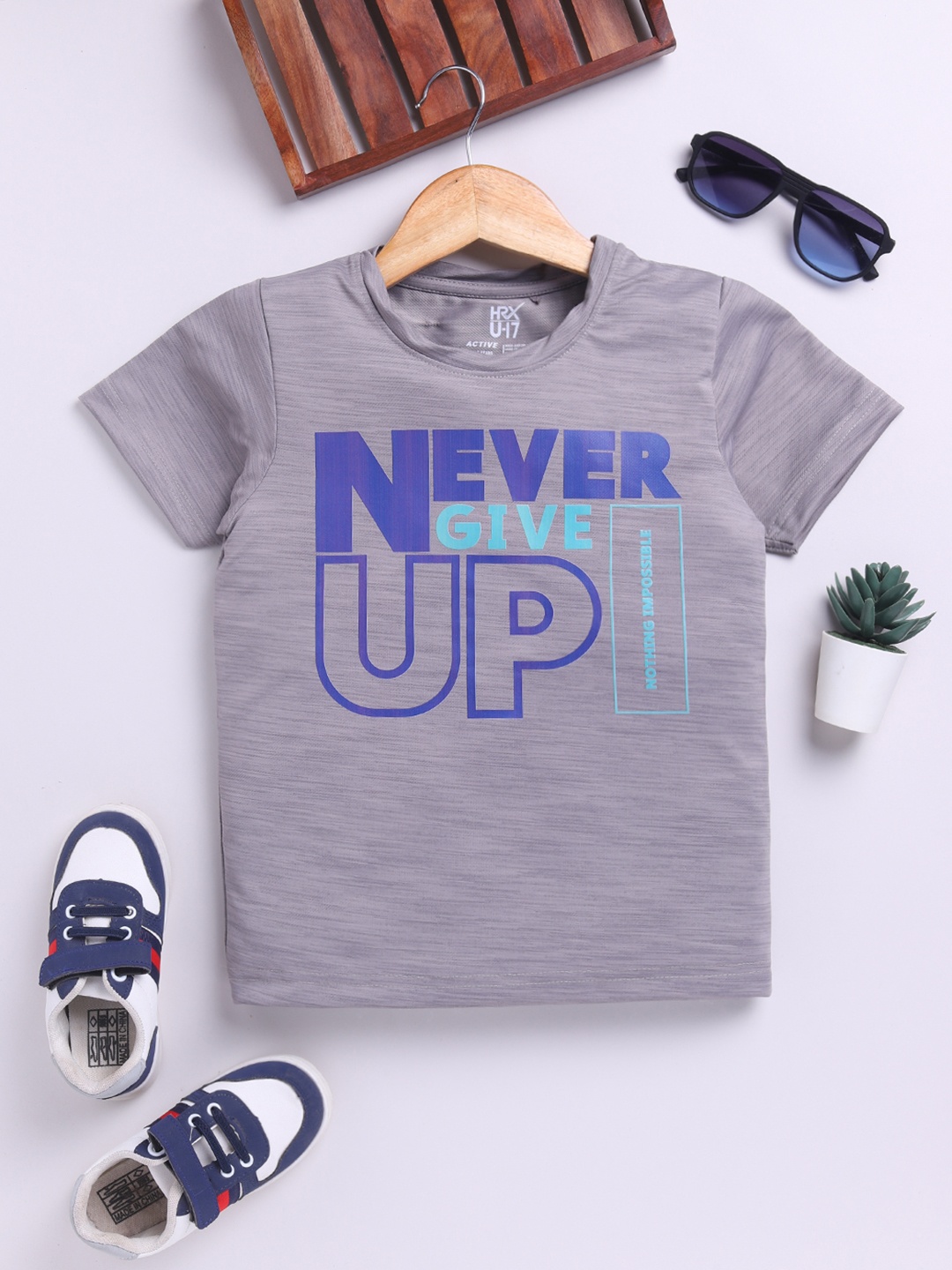 

HRX by Hrithik Roshan Boys Typography Printed T-shirt, Grey