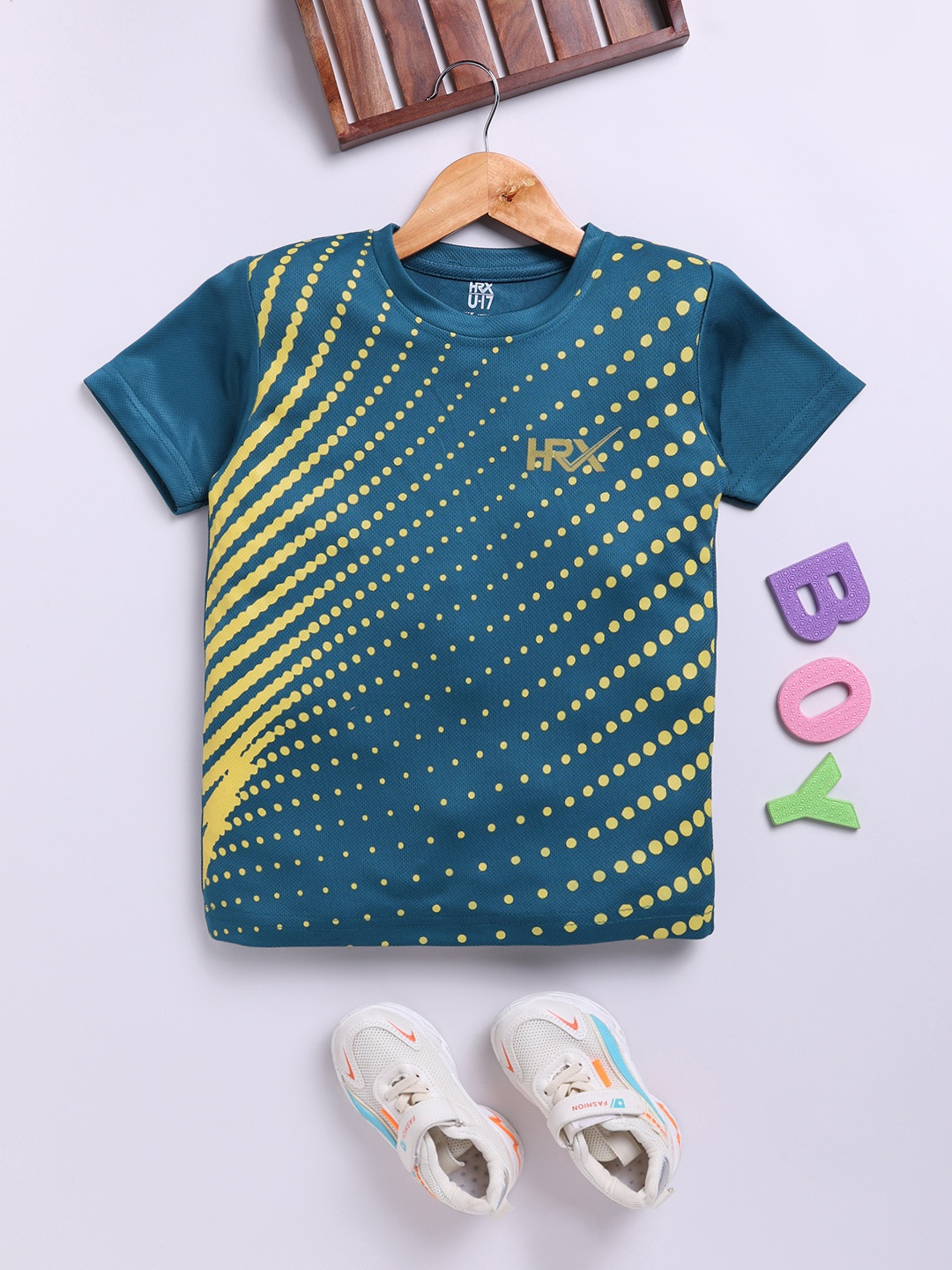 

HRX by Hrithik Roshan Boys Printed T-shirt with Rapid Dry Technology, Teal