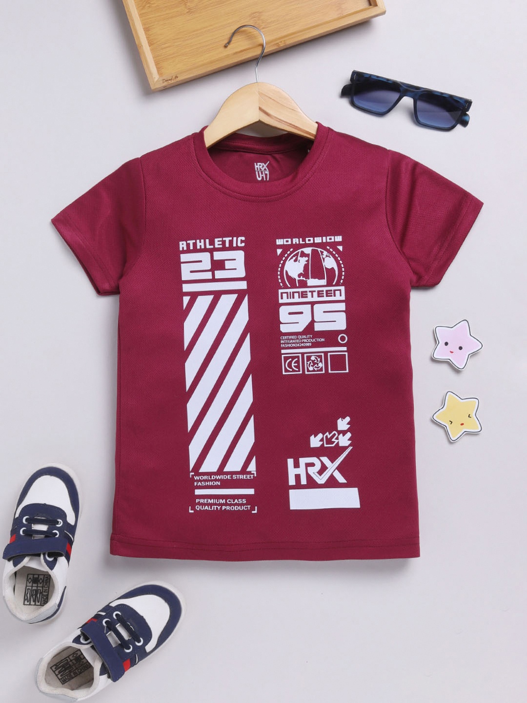 

HRX by Hrithik Roshan Boys Typography Printed Rapid-Dry T-shirt, Burgundy