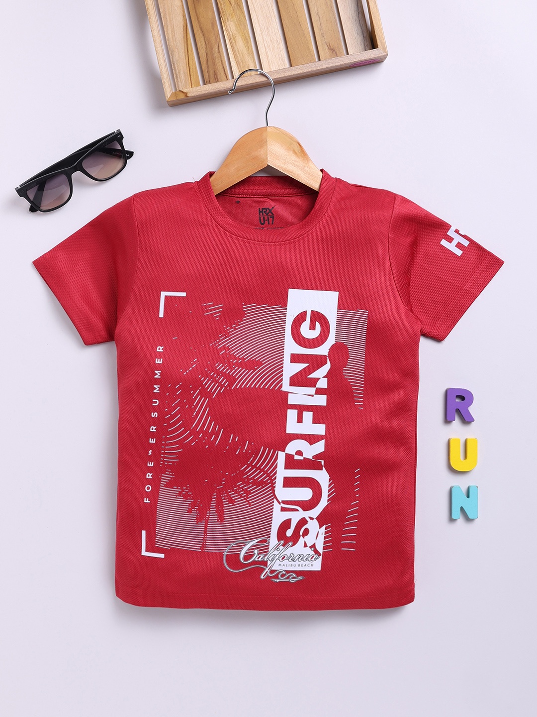 

HRX by Hrithik Roshan Boys Typography Printed T-shirt, Maroon