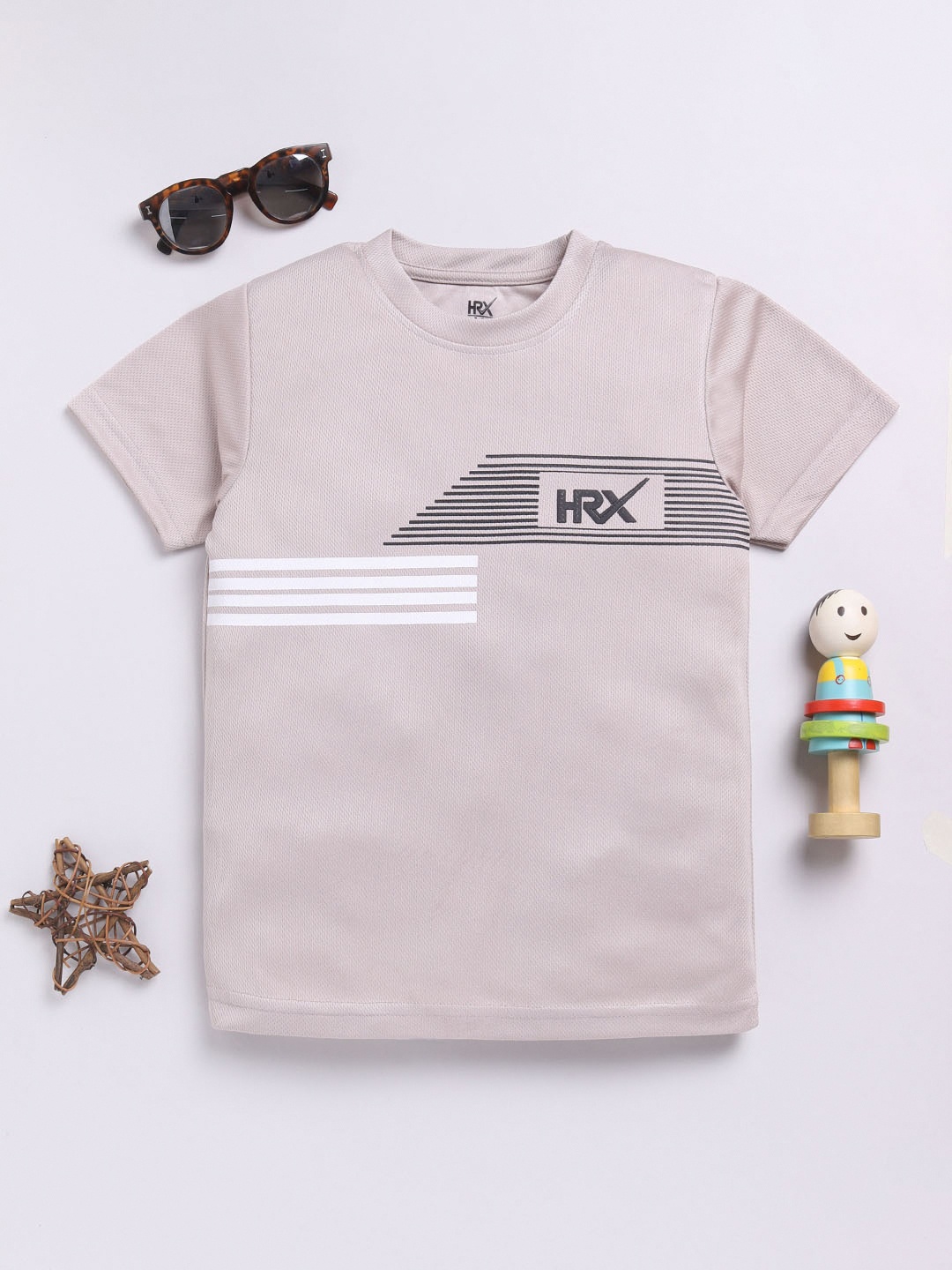 

HRX by Hrithik Roshan Boys Brand Logo Printed Rapid-Dry T-shirt, Grey