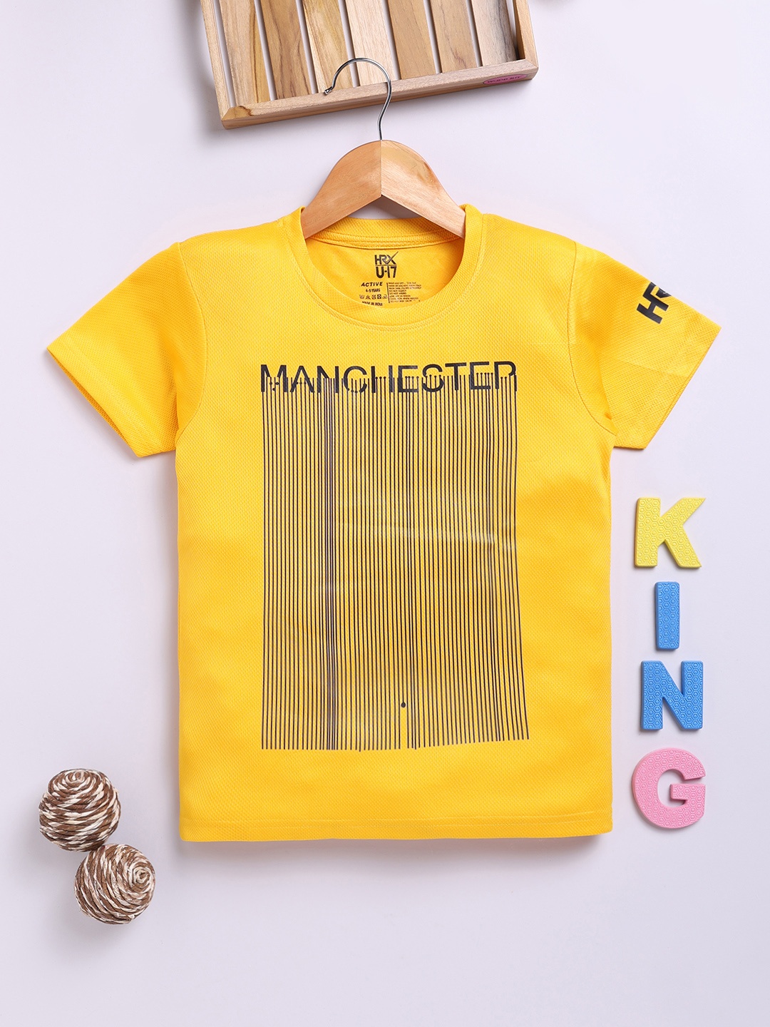 

HRX by Hrithik Roshan Boys Striped T-shirt with Rapid Dry Technology, Yellow