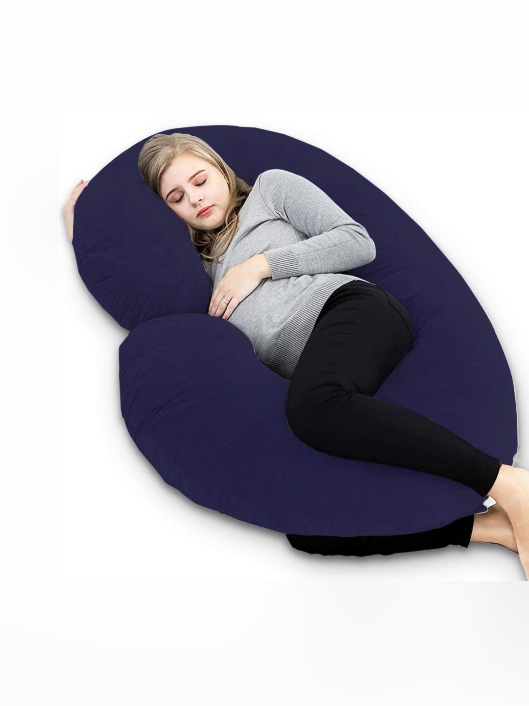 

Pum Pum Navy Blue Fibre Filled Cotton C Shaped Maternity Pillow