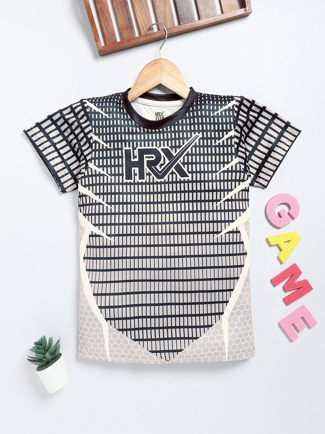 

HRX by Hrithik Roshan Boys Geometric Printed T-shirt, Grey