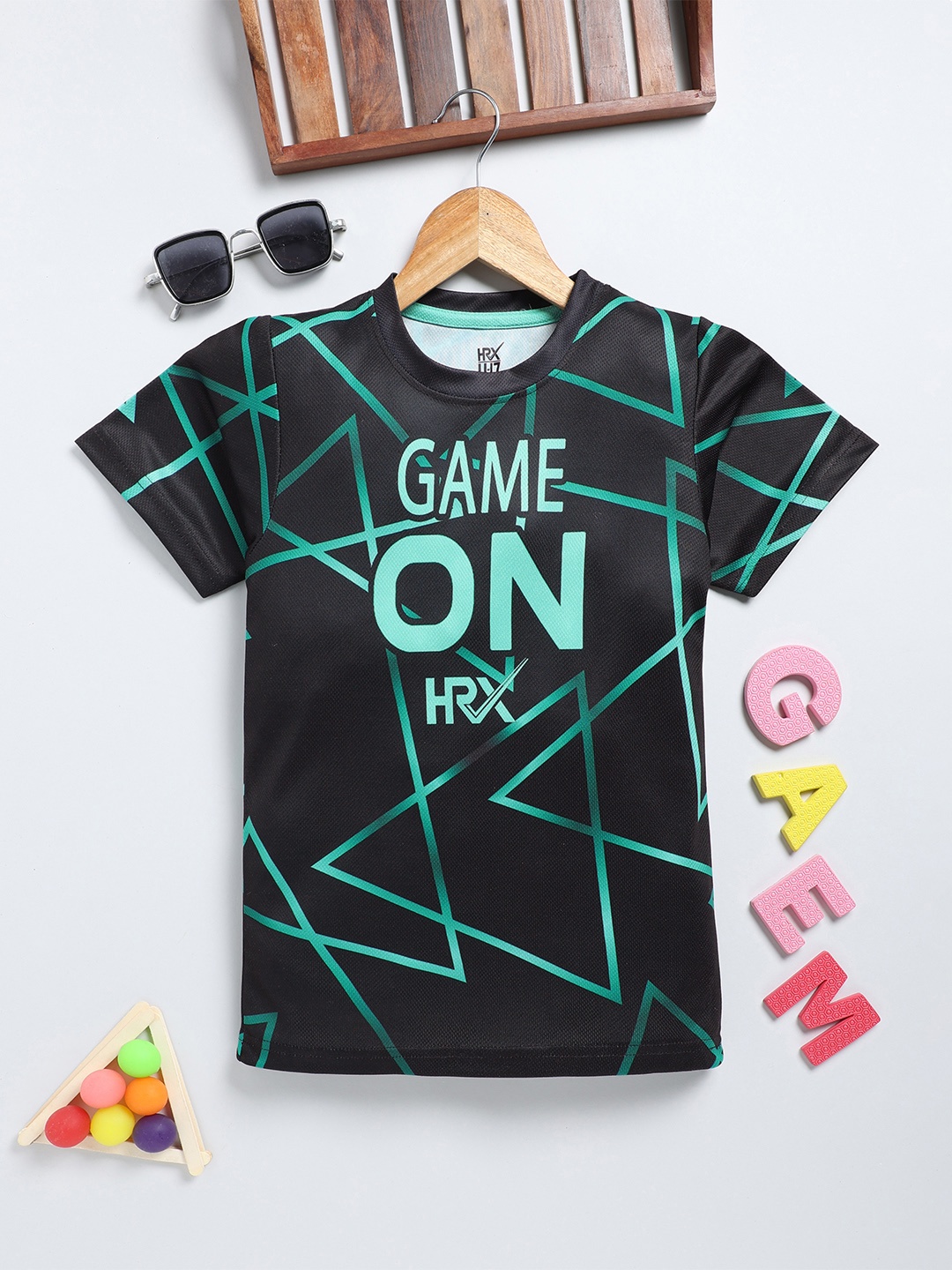 

HRX by Hrithik Roshan Boys Geometric Printed T-shirt, Black