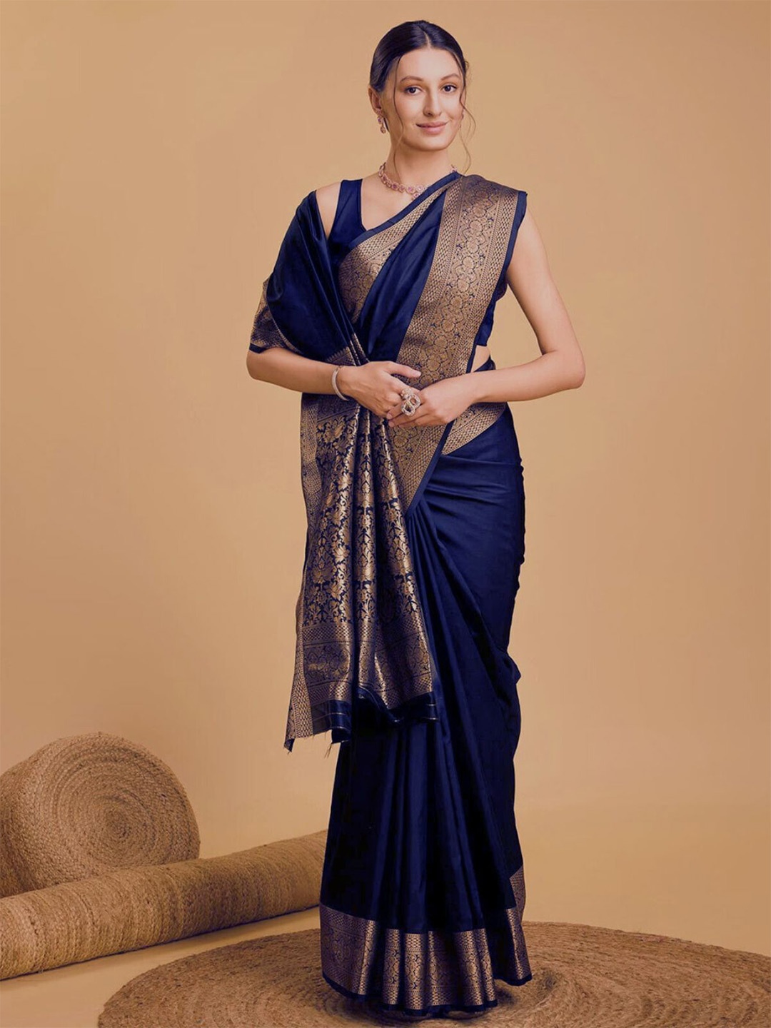 

Royal Rajgharana Saree Zari Pure Silk Banarasi Sarees, Blue