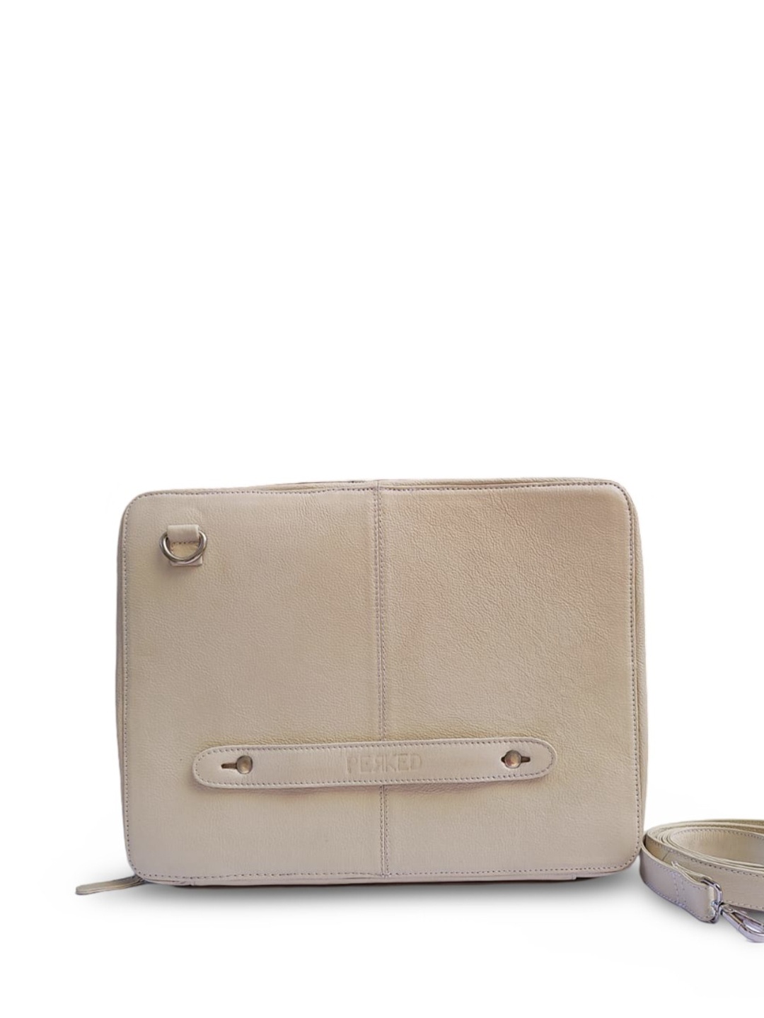 

PERKED Unisex Leather Laptop Bag, Beige