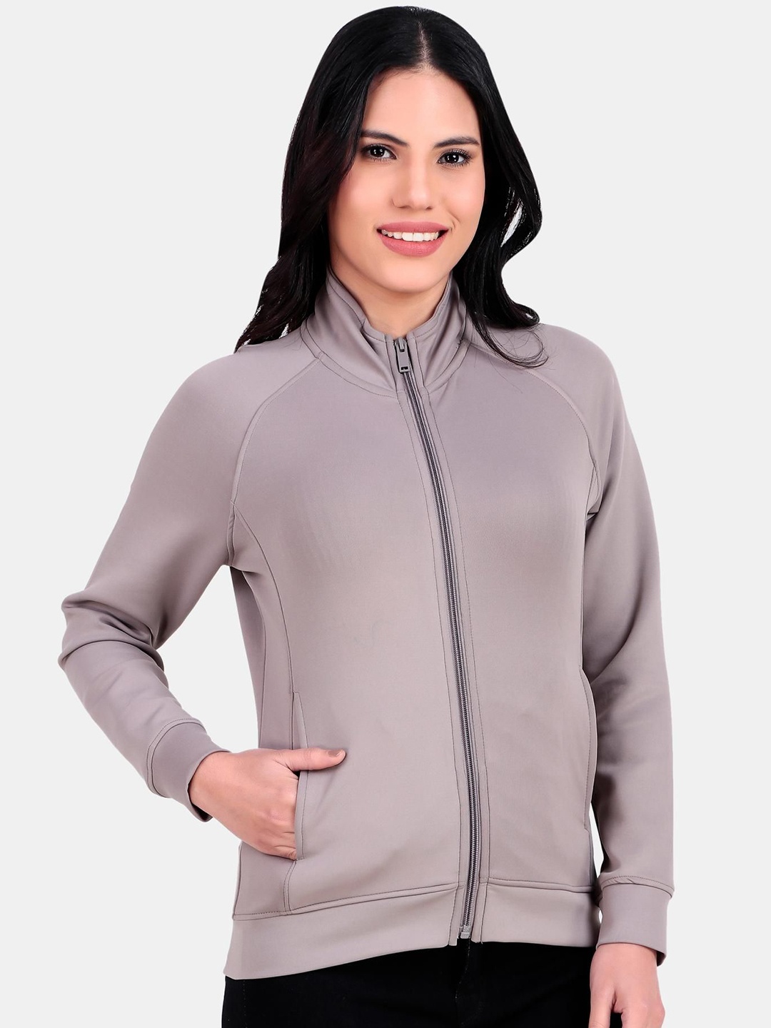 

PERFKT-U Women Solid Lightweight Training or Gym Sporty Jacket, Grey