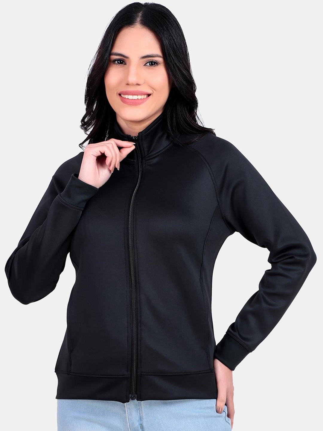 

PERFKT-U Women Solid Lightweight Training or Gym Sporty Jacket, Black