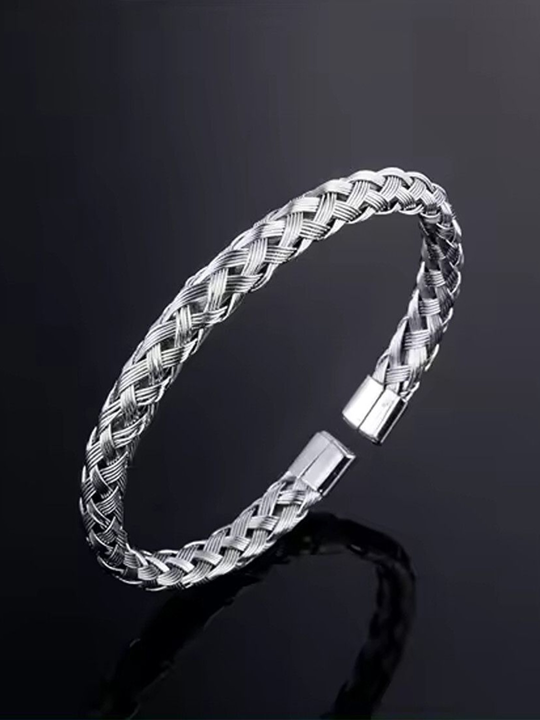 

Lila Unisex Stainless Steel Oxidised Wraparound Hip Hop Style Bracelet, Silver