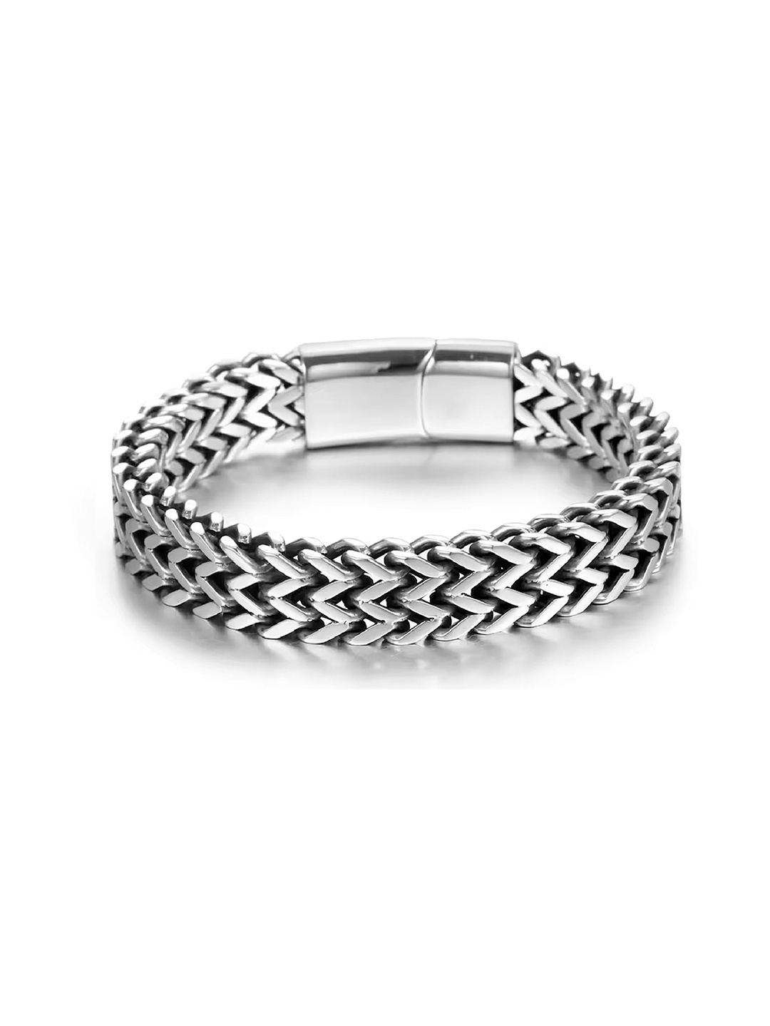 

Lila Unisex Stainless Steel Hip Hop Style Wraparound Bracelet, Silver