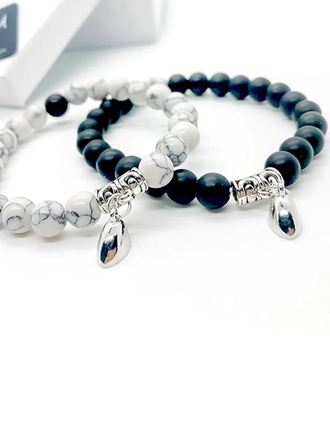 

Lila Unisex Set Of Elasticated 2 Bracelets, Silver