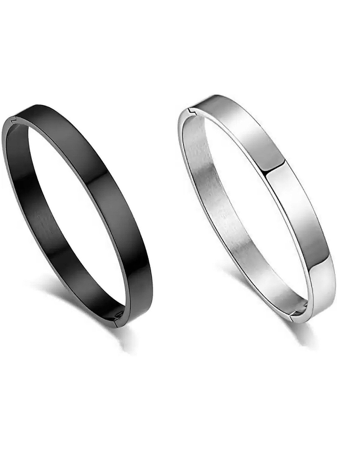 

Lila Unisex Set Of 2 Stainless Steel Kada Bracelet, Silver