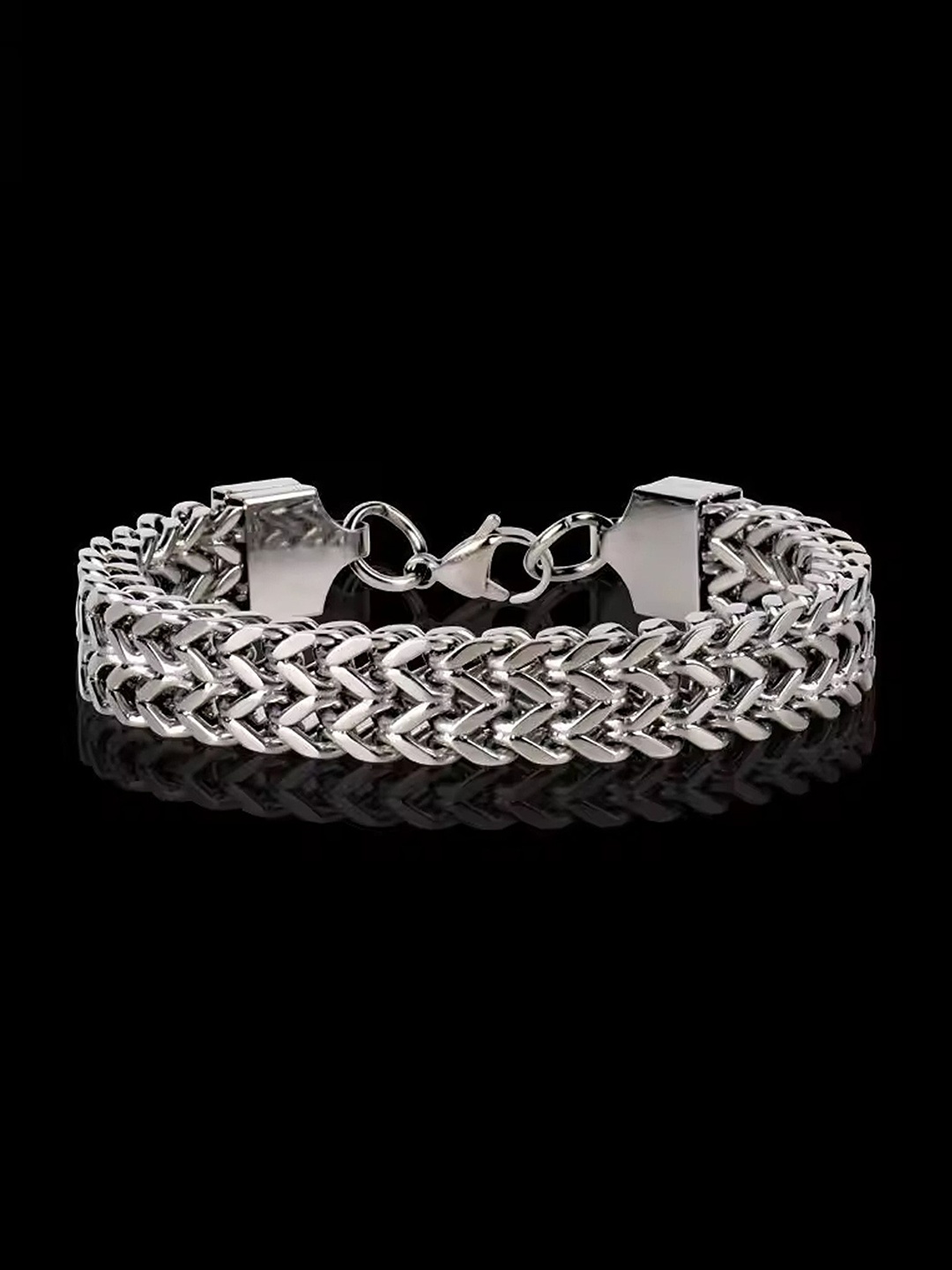 

Lila Unisex Set Of 2 Stainless Steel Link Bracelet, Silver