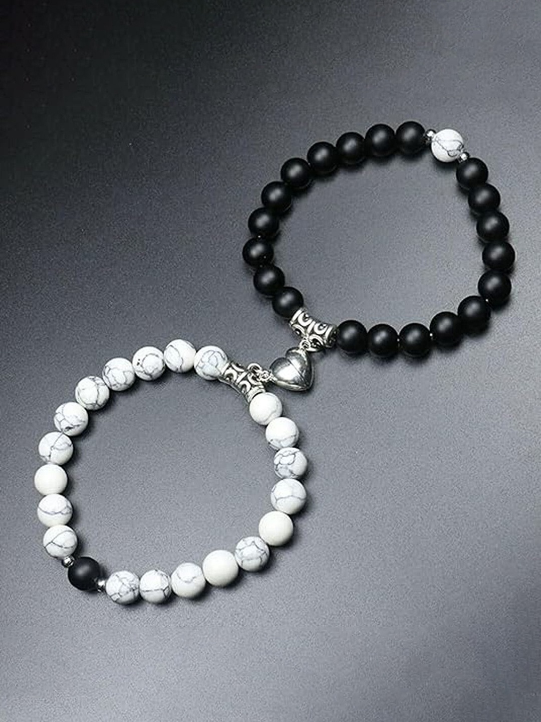 

Lila Unisex Set Of 2 Beaded Elasticated Bracelet, Black