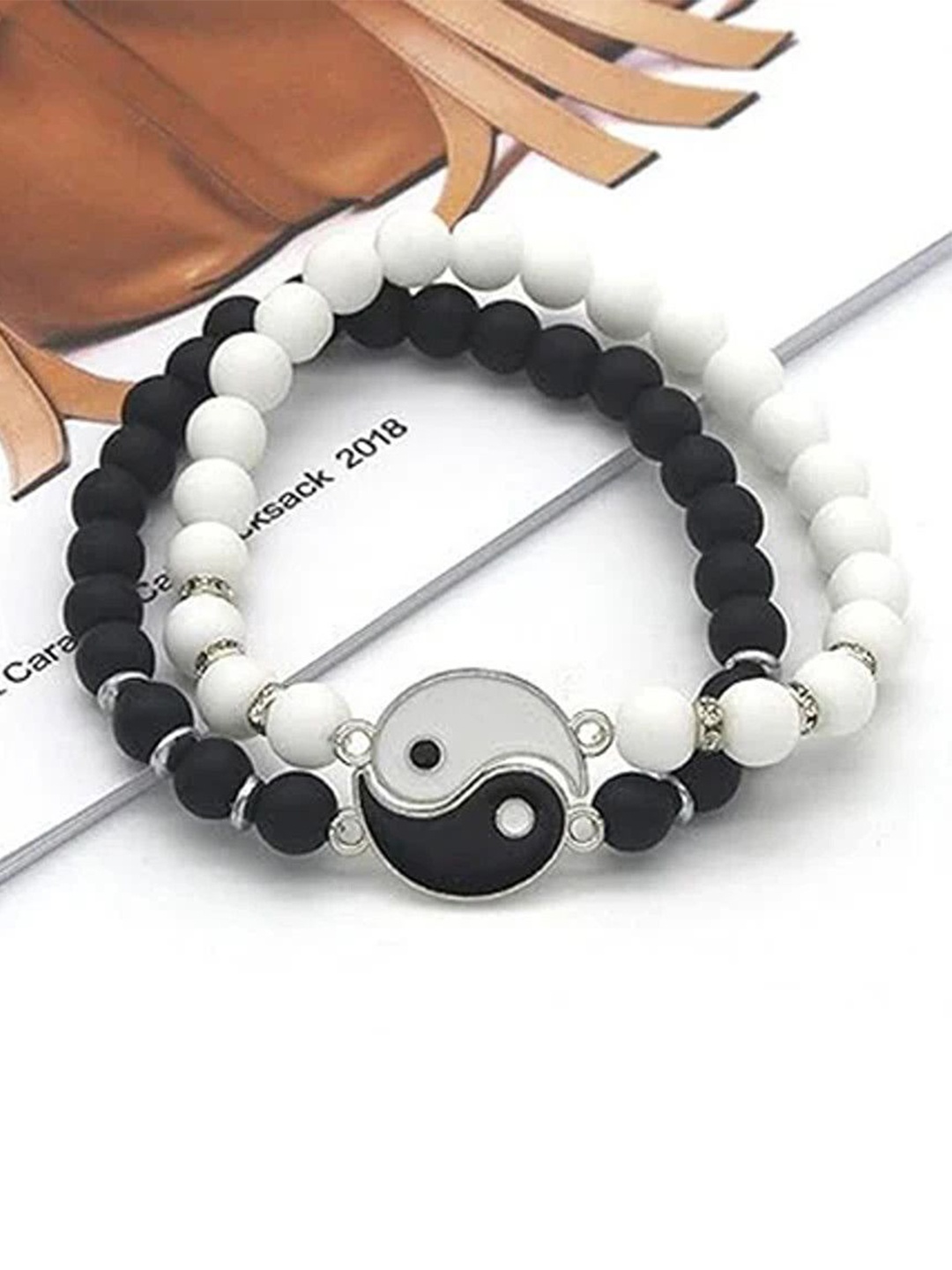 

Lila Set Of 2 Beaded Wraparound Bracelet, Black