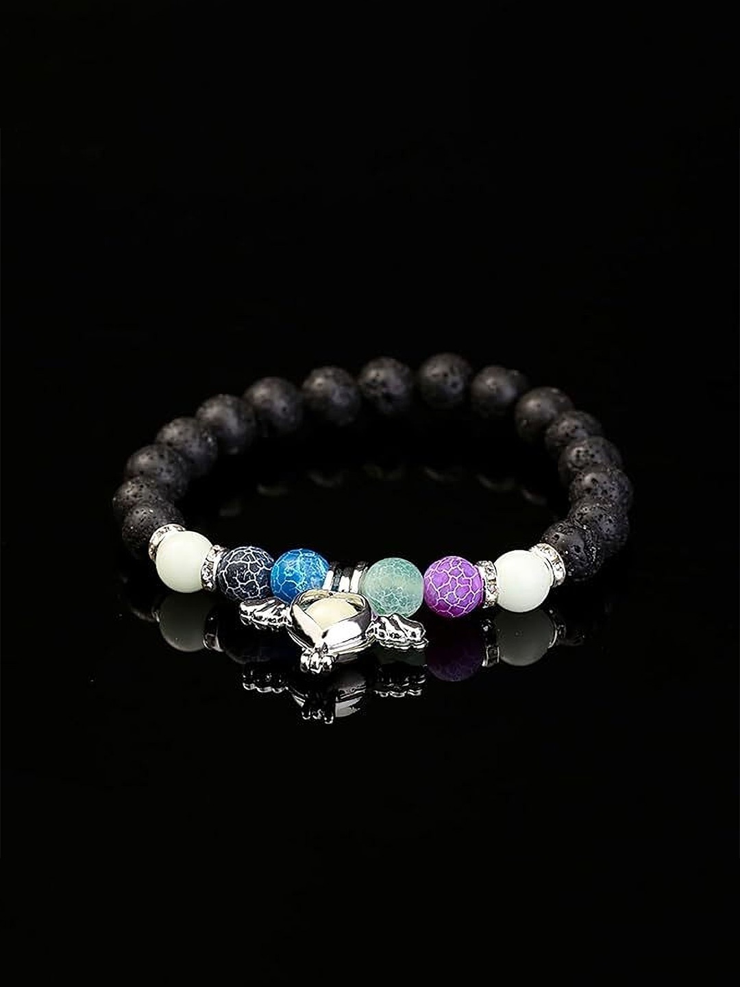 

Lila Unisex Glow Beaded Wraparound Bracelet, Black