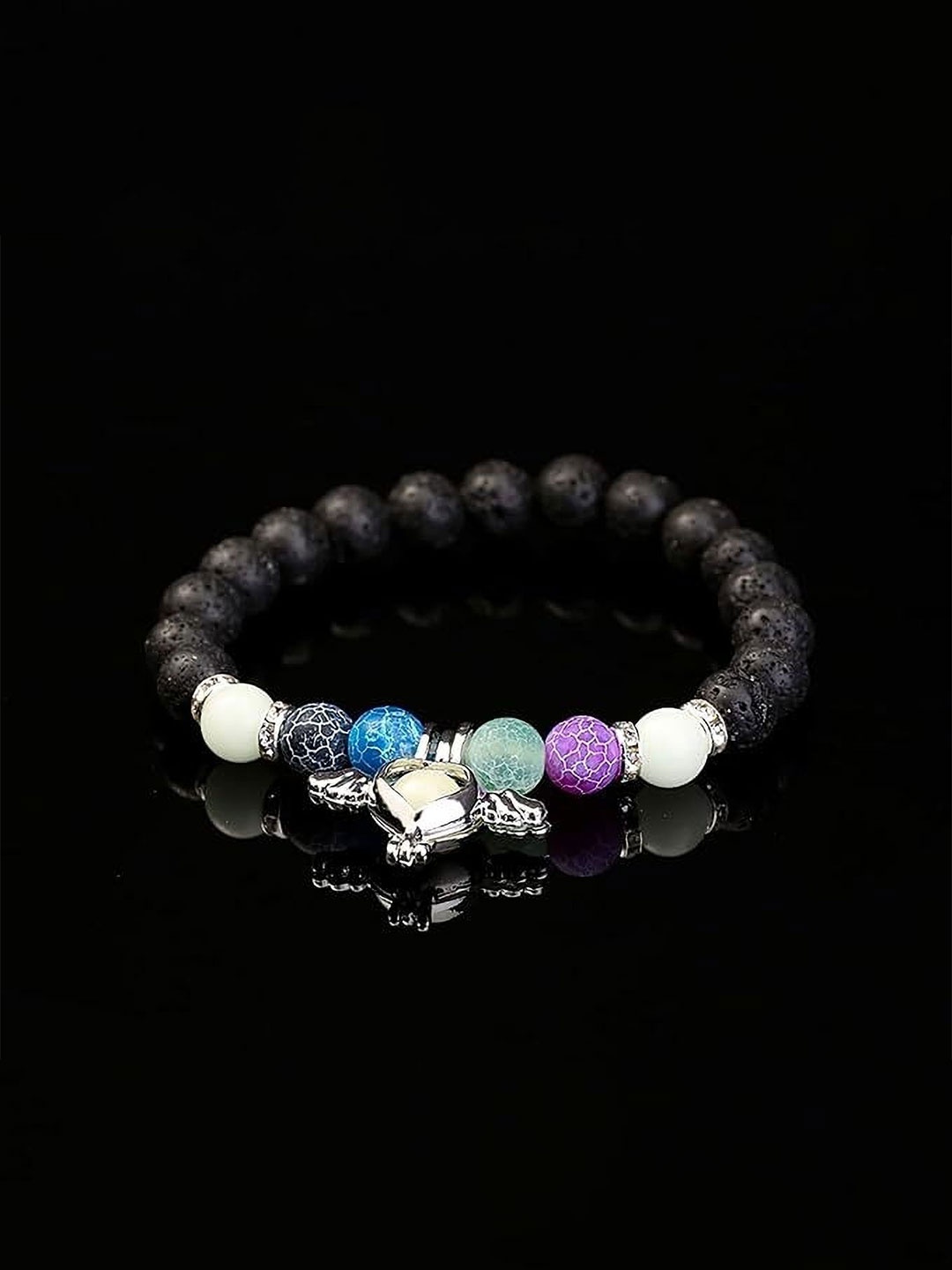 

Lila Unisex Glow Beads Elasticated Bracelet, Black