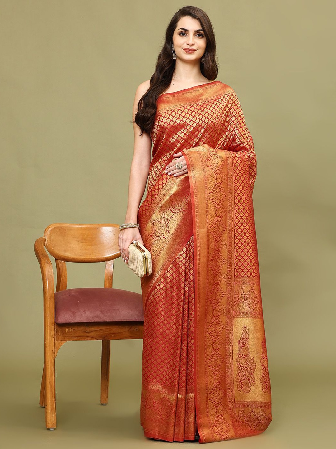 

Meena Bazaar Woven Design Zari Art Silk Saree, Maroon