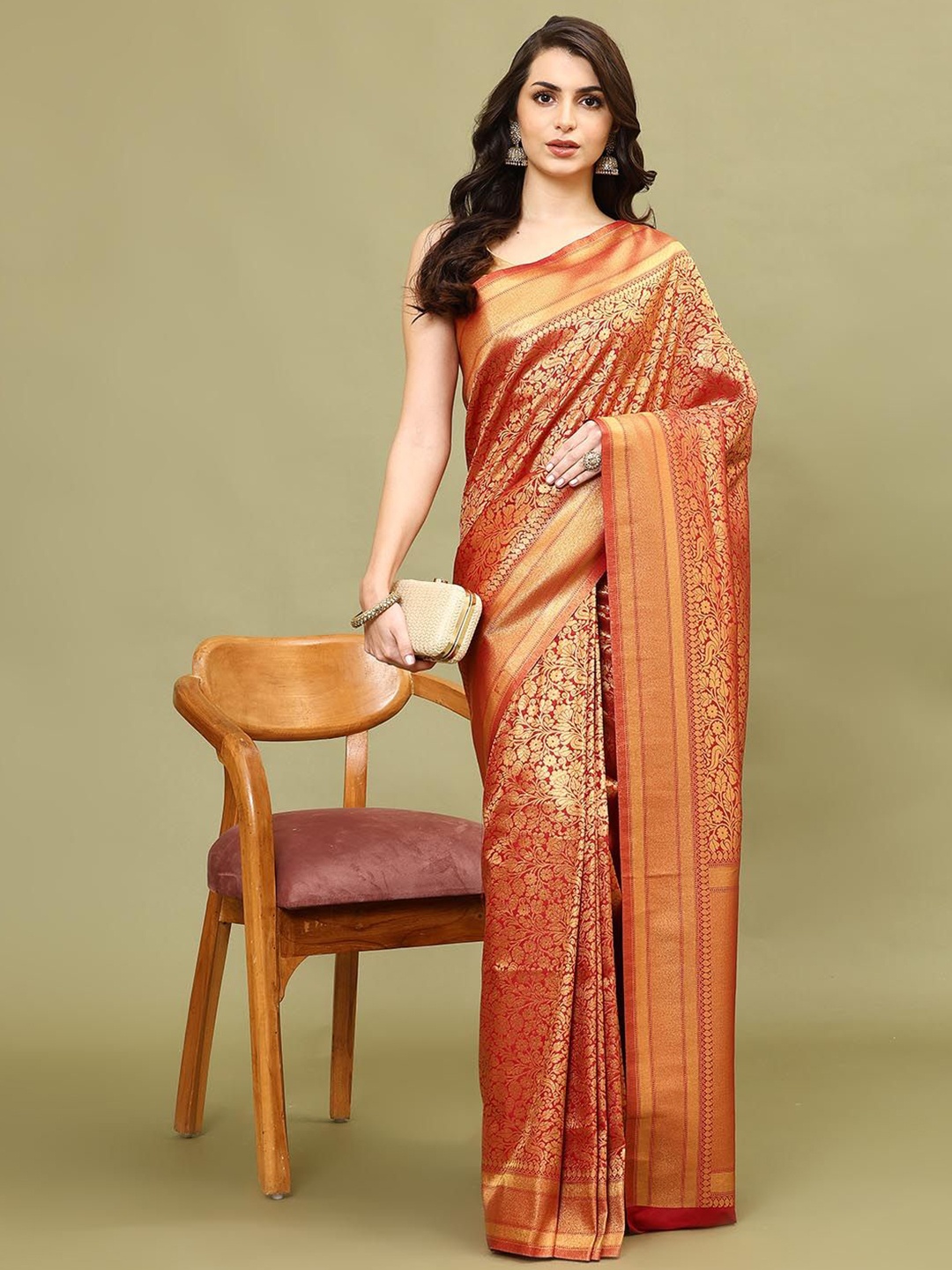 

Meena Bazaar Woven Design Zari Art Silk Saree, Maroon