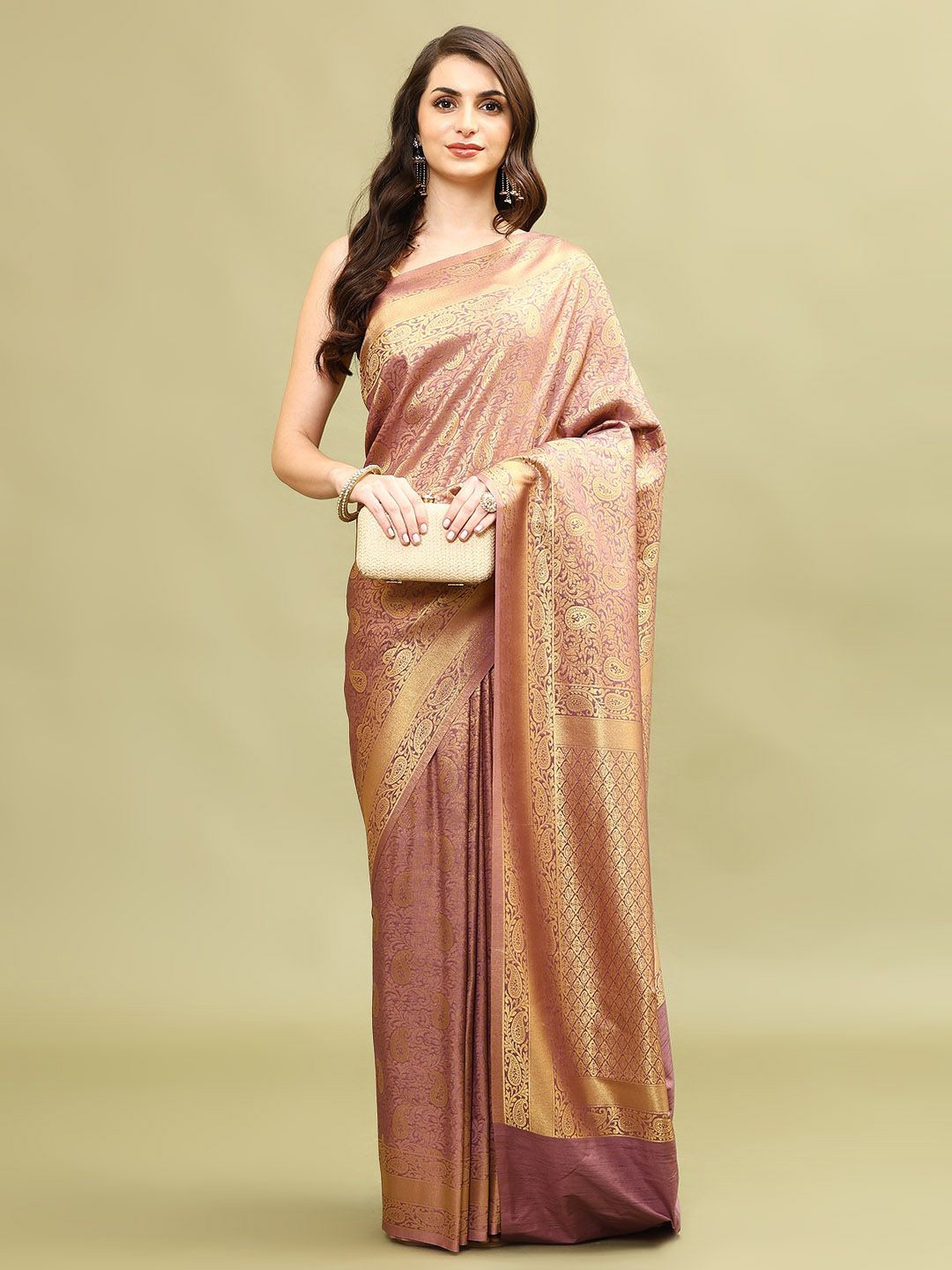 

Meena Bazaar Woven Design Art Silk Saree, Purple