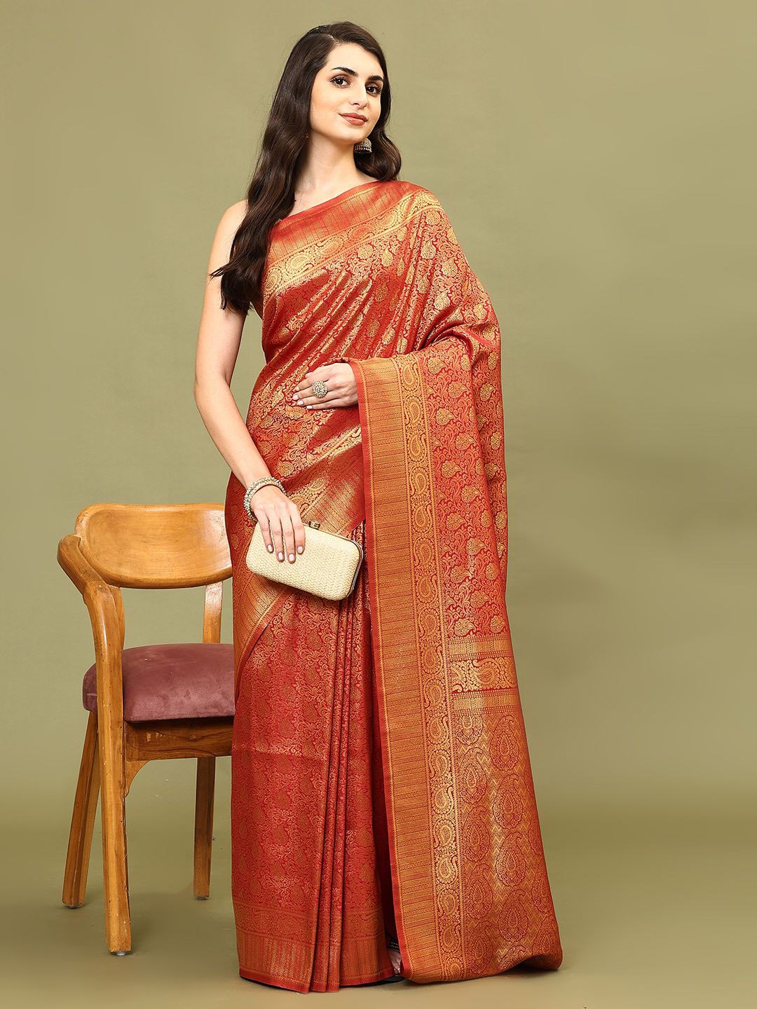 

Meena Bazaar Ethnic Motifs Zari Art Silk Saree, Maroon