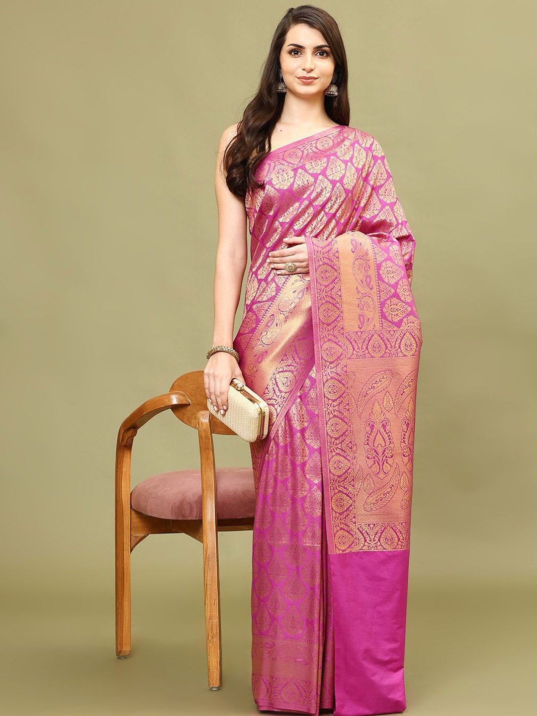 

Meena Bazaar Woven Design Art Silk Saree, Fuchsia