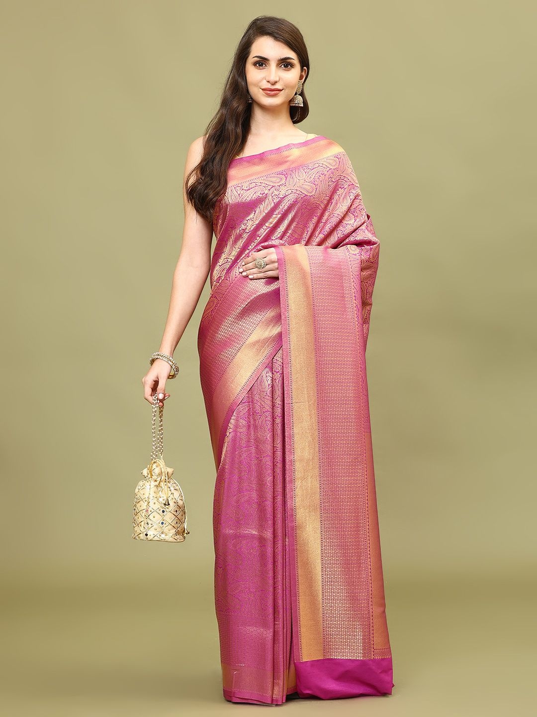 

Meena Bazaar Woven Design Art Silk Saree, Magenta