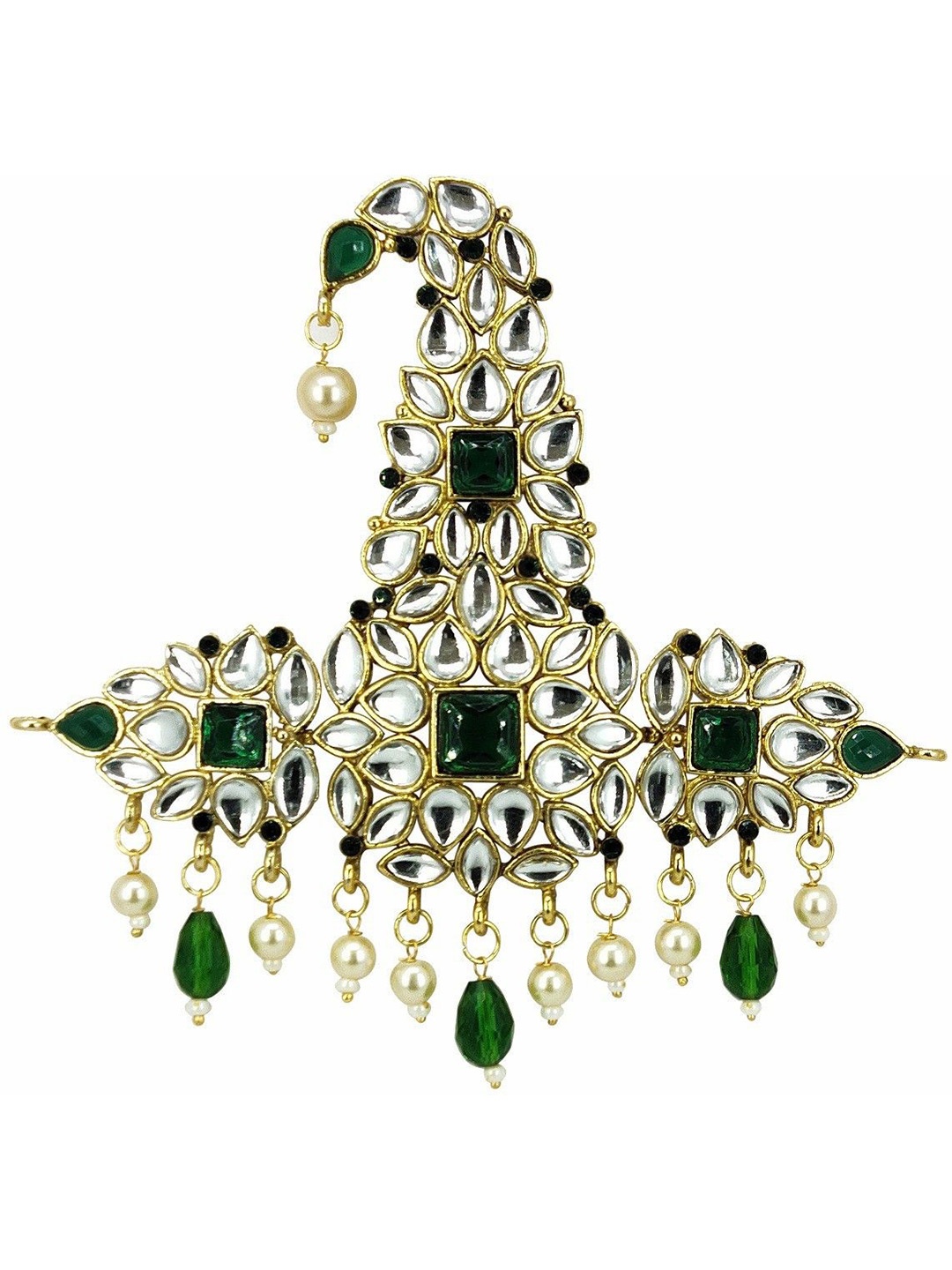 

Radhe Creation Men Artificial Stones Embellished Safa Kalgi, Gold