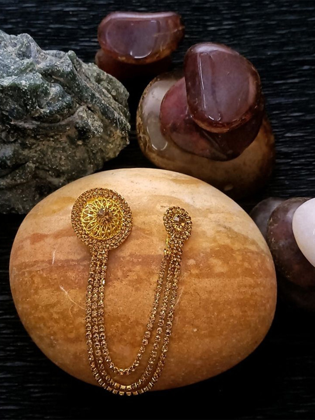 

Radhe Creation Stone Studded Brooch, Gold