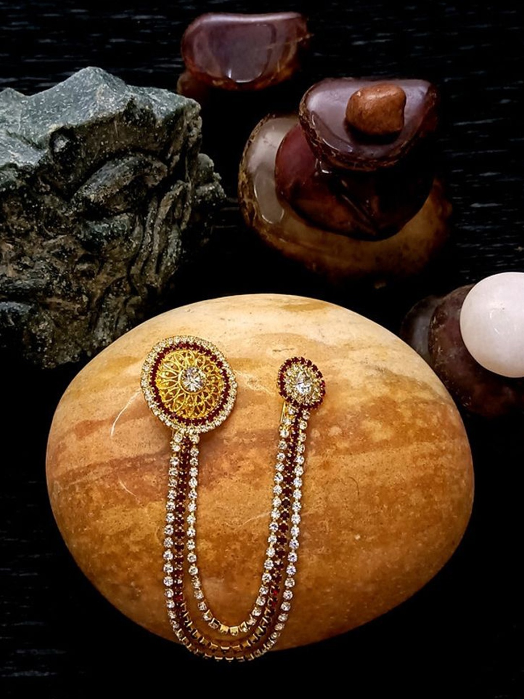 

Radhe Creation Stone Studded Brooch, Gold
