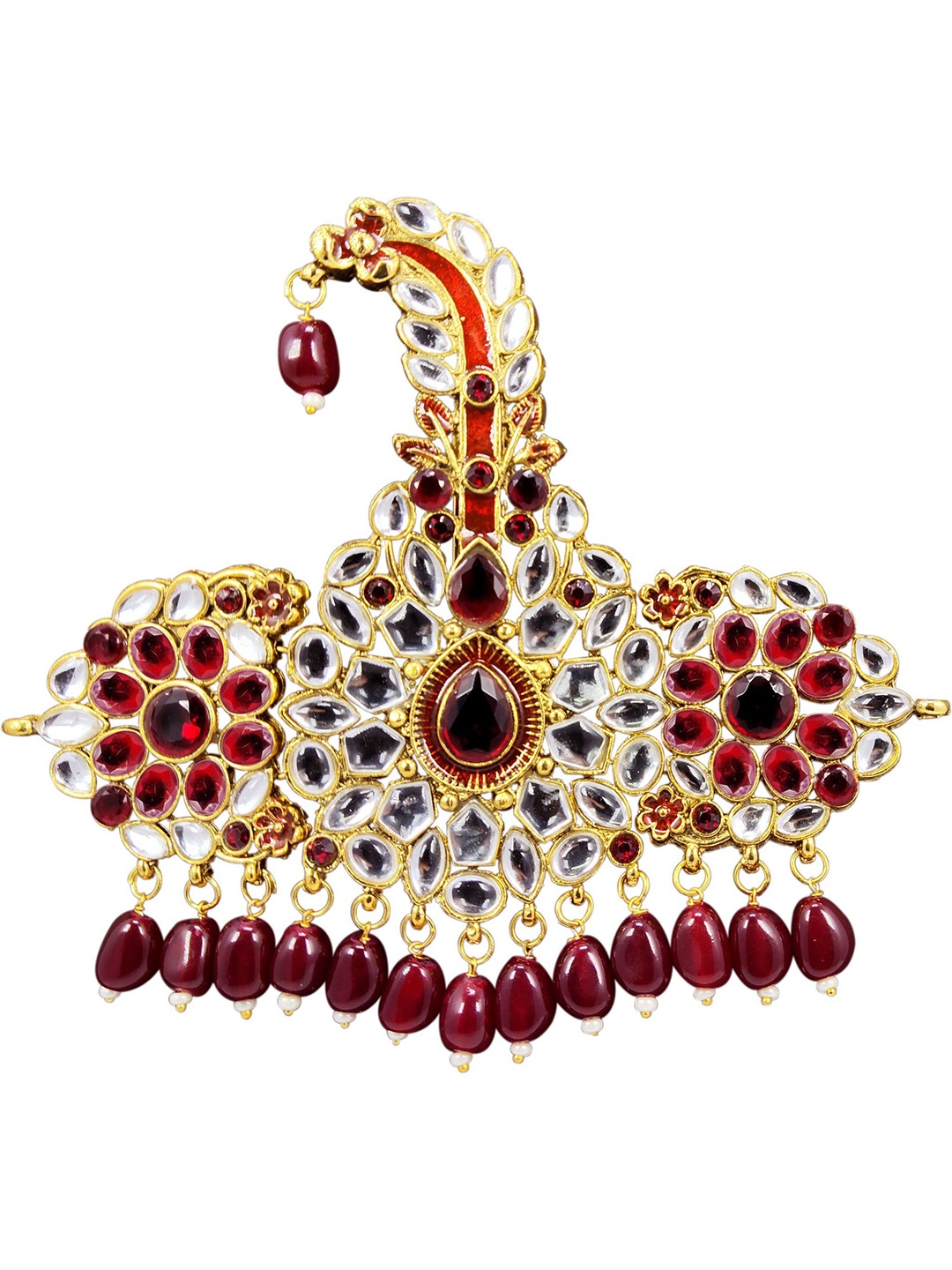 

Radhe Creation Artificial Stones Embellished Safa Kalgi, Gold