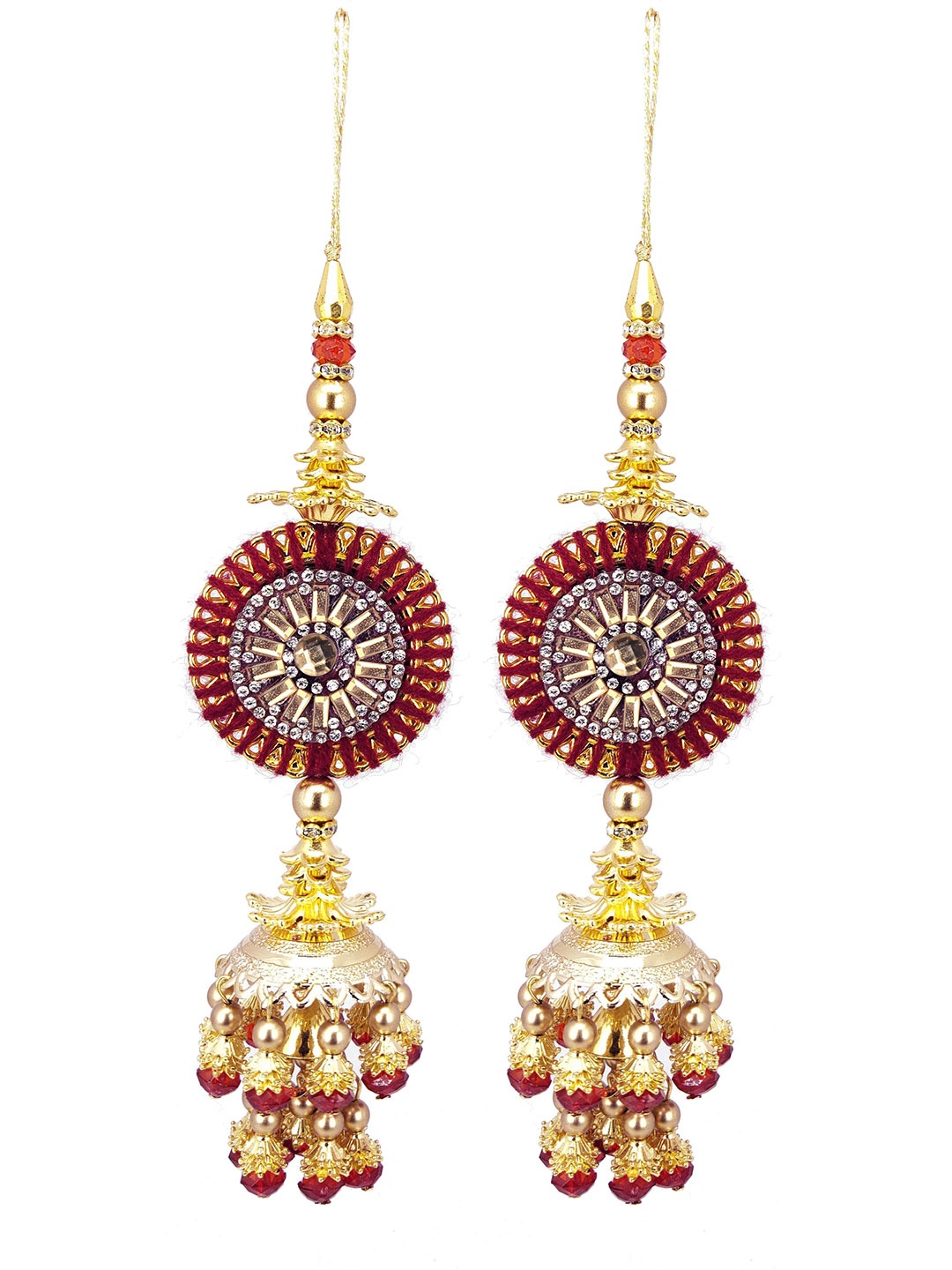 

Radhe Creation Set Of 2 Stone Studded & Beaded Brooches, Gold