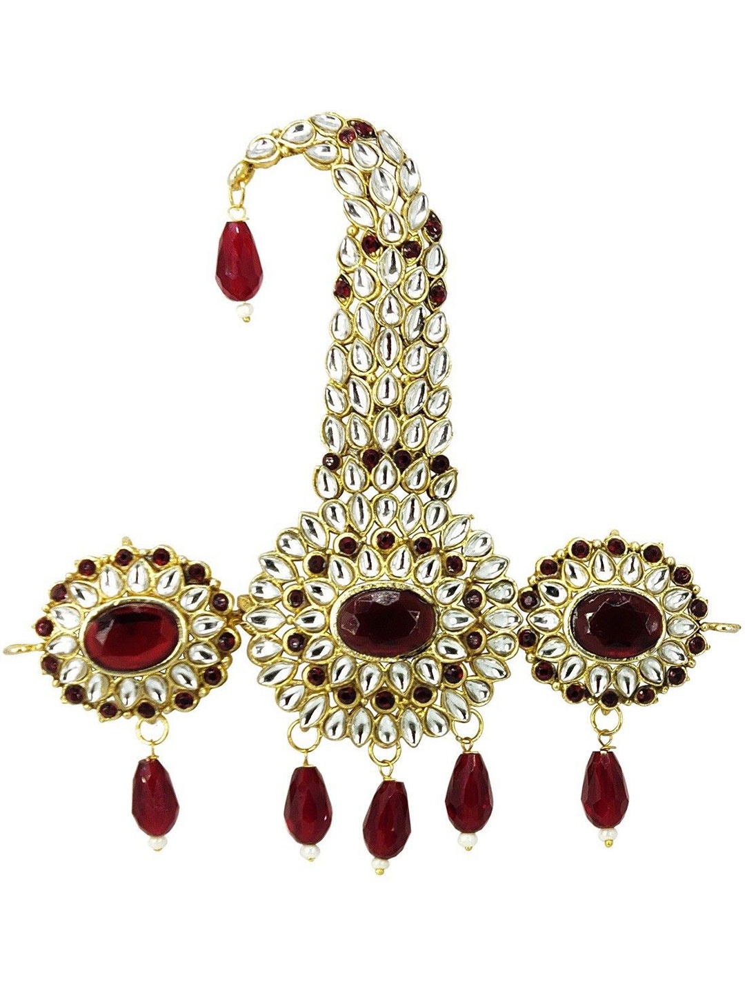 

Radhe Creation Stone Studded & Beaded Safa Kalgi Brooch, Gold