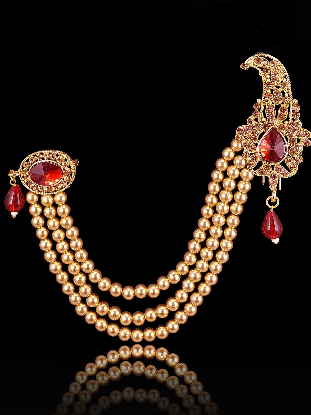 

Radhe Creation Men Embellished Safa Kalgi, Gold